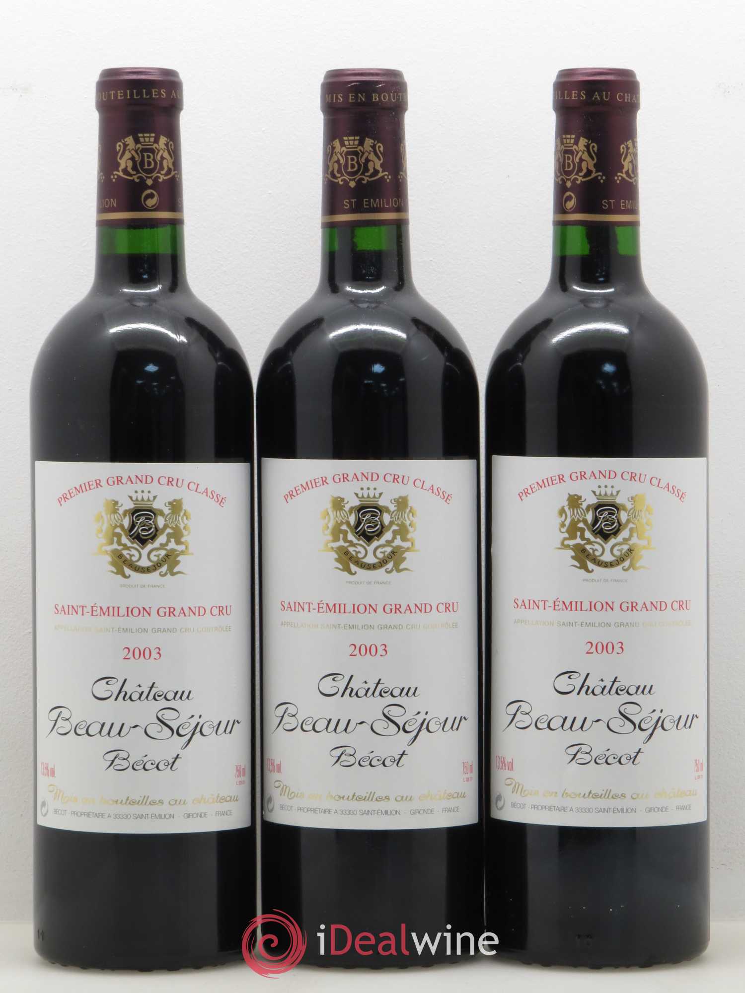 Château Beau-Séjour Bécot 1er Grand Cru Classé B 2003 - Lot de 12 bouteilles - 1