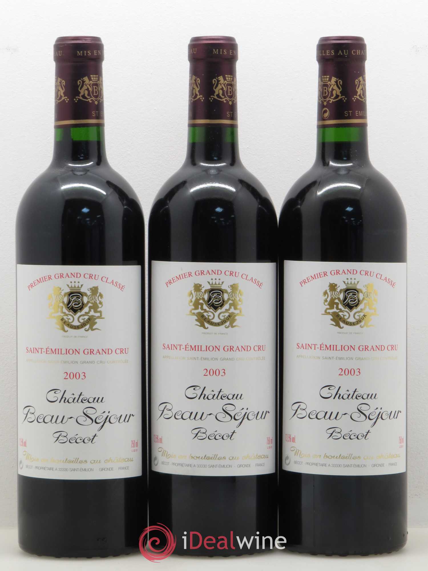 Château Beau-Séjour Bécot 1er Grand Cru Classé B 2003 - Lot de 12 bouteilles - 2