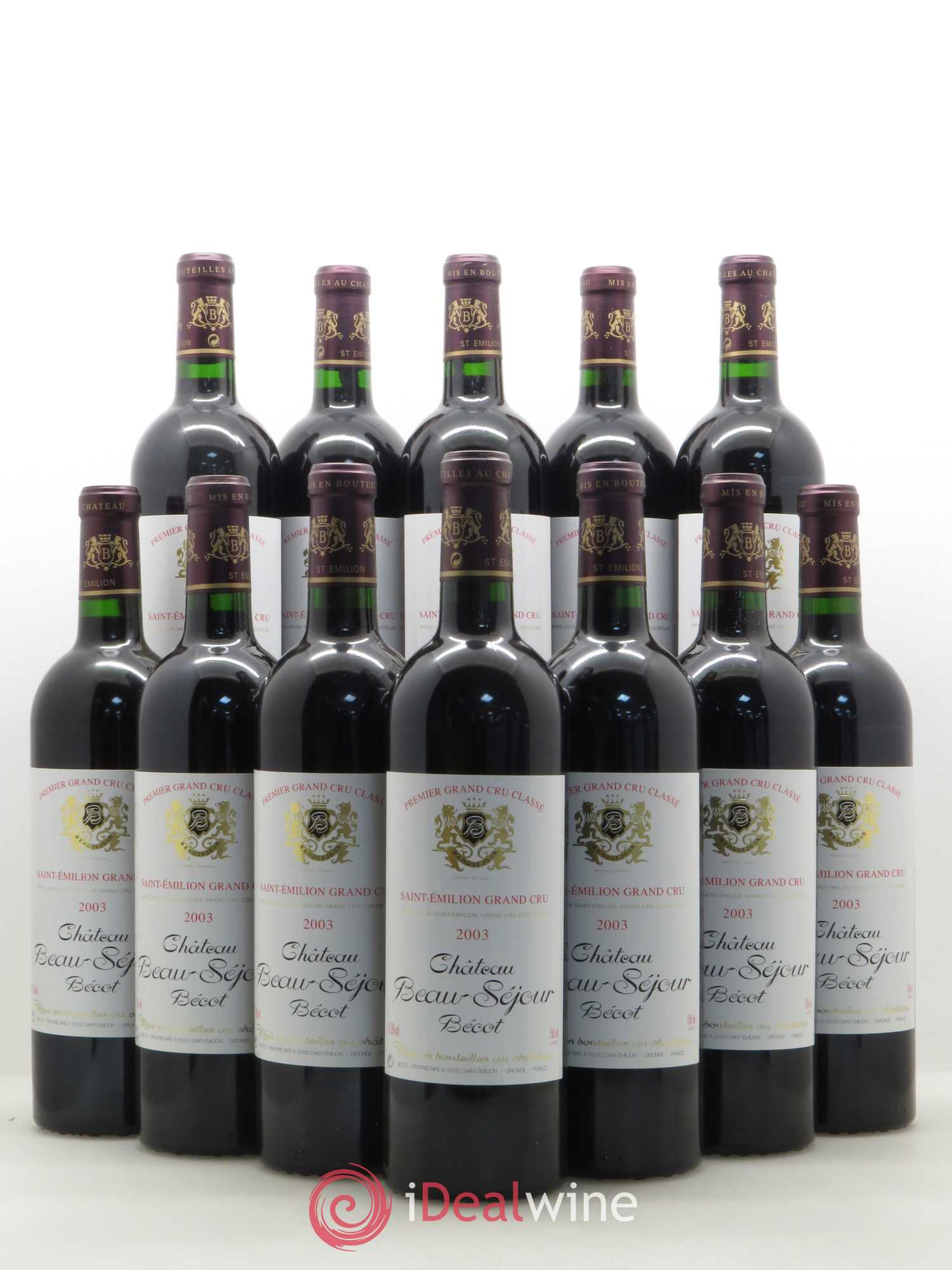 Château Beau-Séjour Bécot 1er Grand Cru Classé B 2003 - Lot de 12 bouteilles - 0
