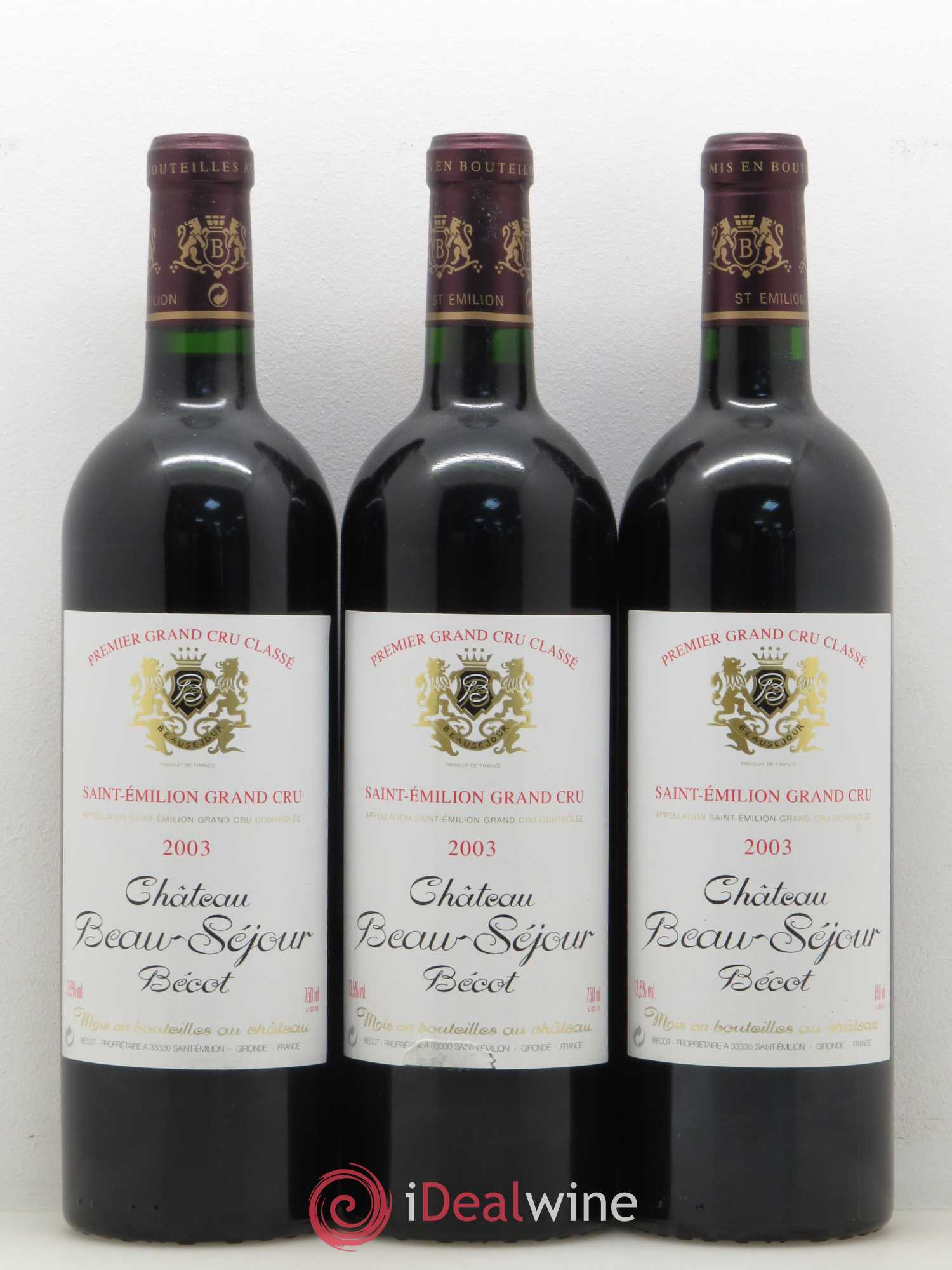 Château Beau-Séjour Bécot 1er Grand Cru Classé B 2003 - Lot de 12 bouteilles - 1