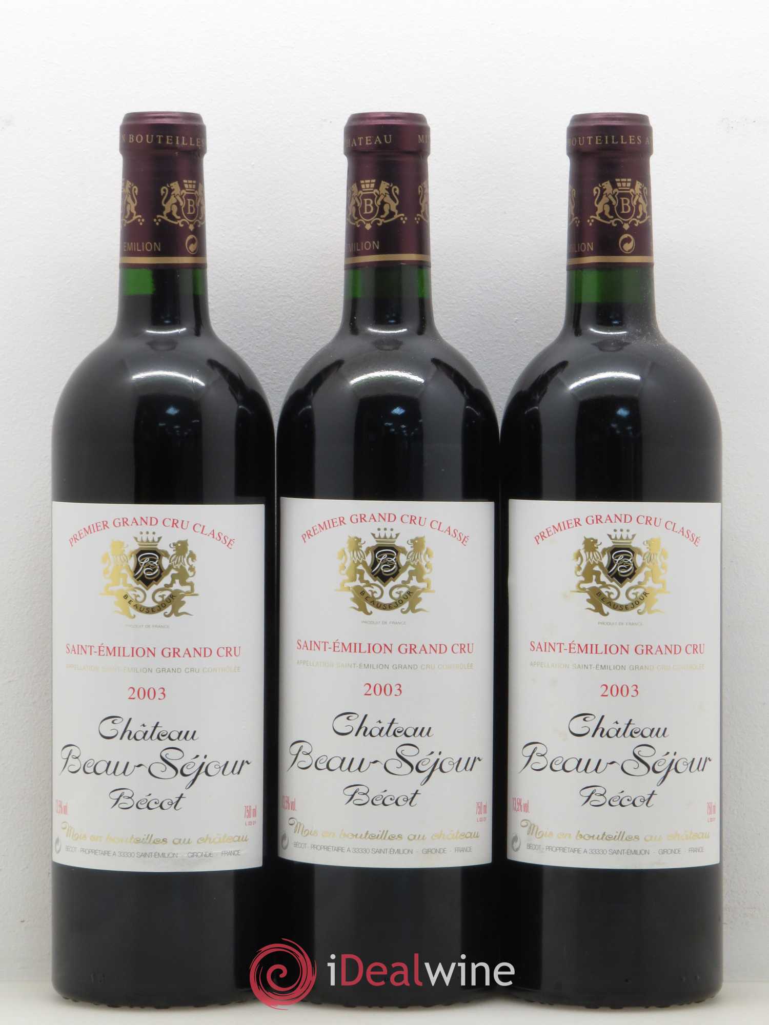 Château Beau-Séjour Bécot 1er Grand Cru Classé B 2003 - Lot de 12 bouteilles - 2