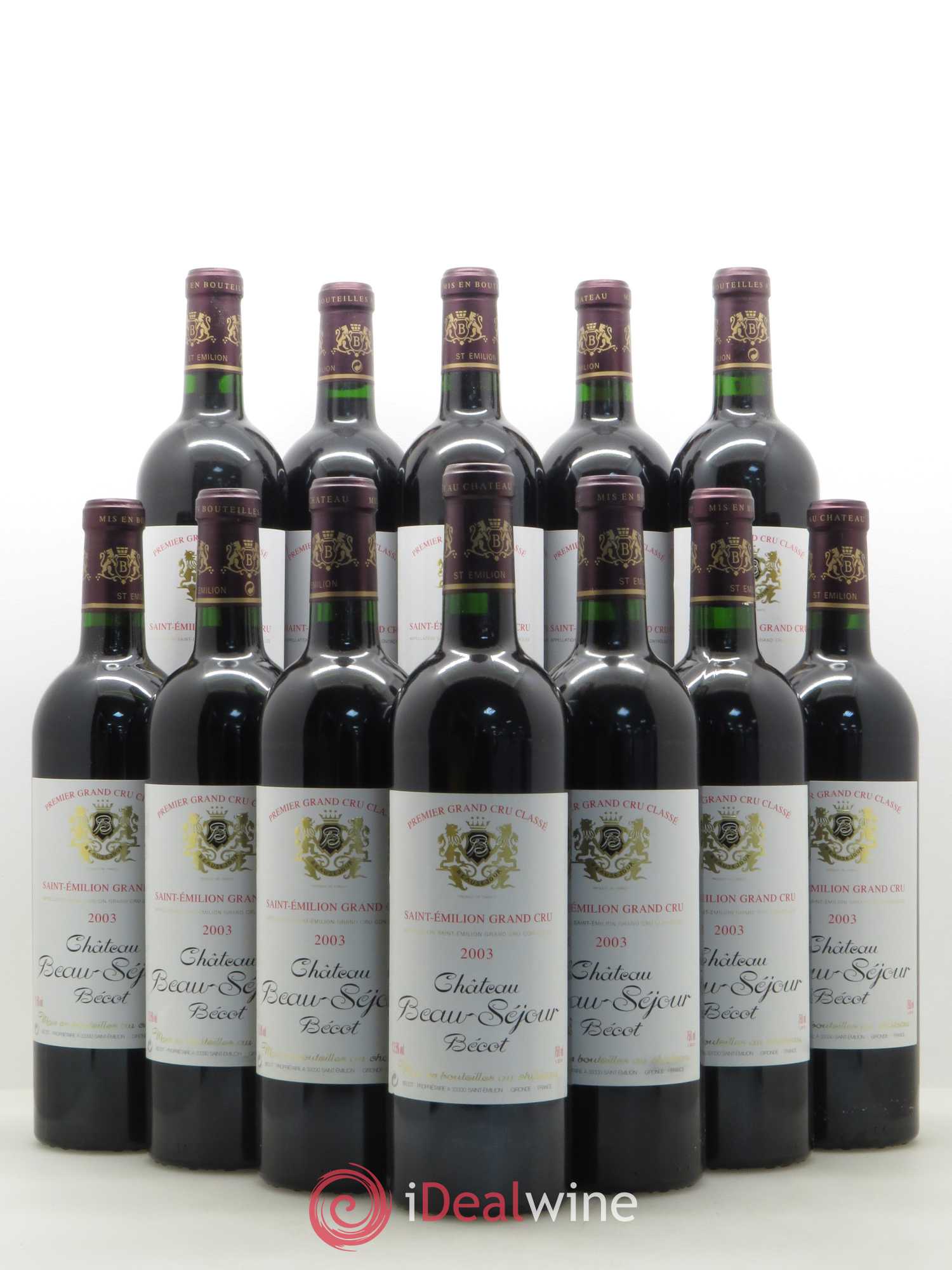 Château Beau-Séjour Bécot 1er Grand Cru Classé B 2003 - Lot de 12 bouteilles - 0