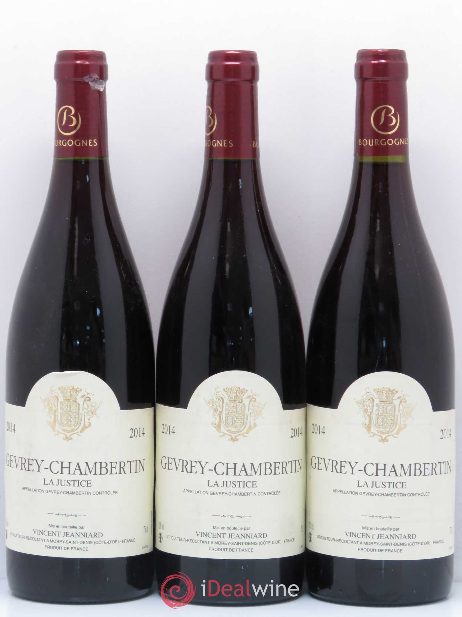 Gevrey-Chambertin La Justice Vincent Jeanniard 2014 - Posten von 3 Flaschen - 0