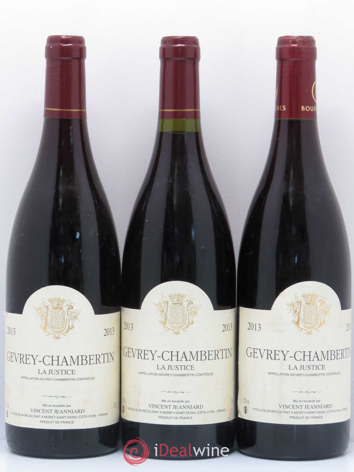 Gevrey-Chambertin La Justice Vincent Jeanniard 2013 - Posten von 3 Flaschen - 0