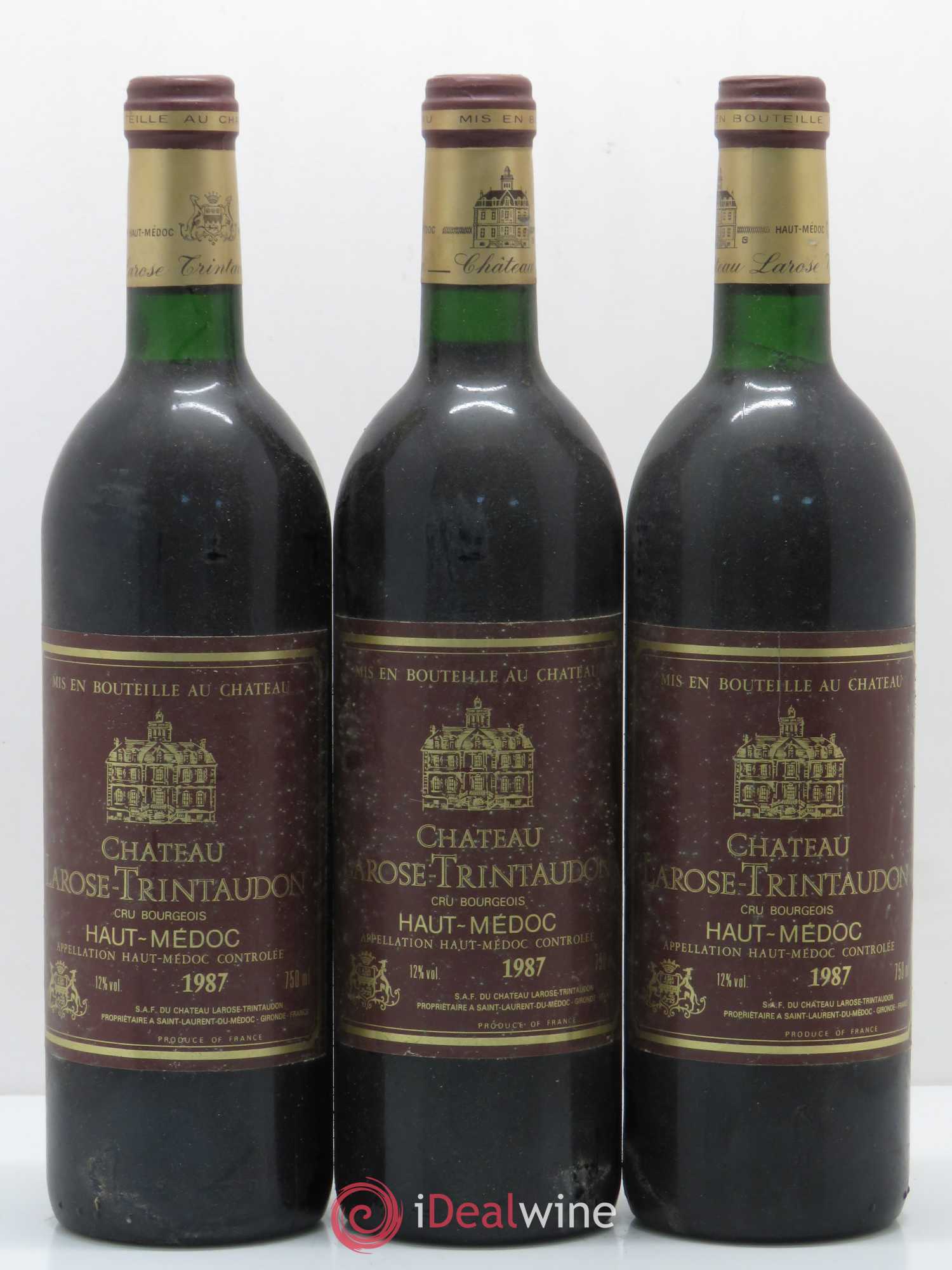Château Larose Trintaudon Cru Bourgeois (sans prix de réserve) 1987 - Lot de 3 bouteilles - 0