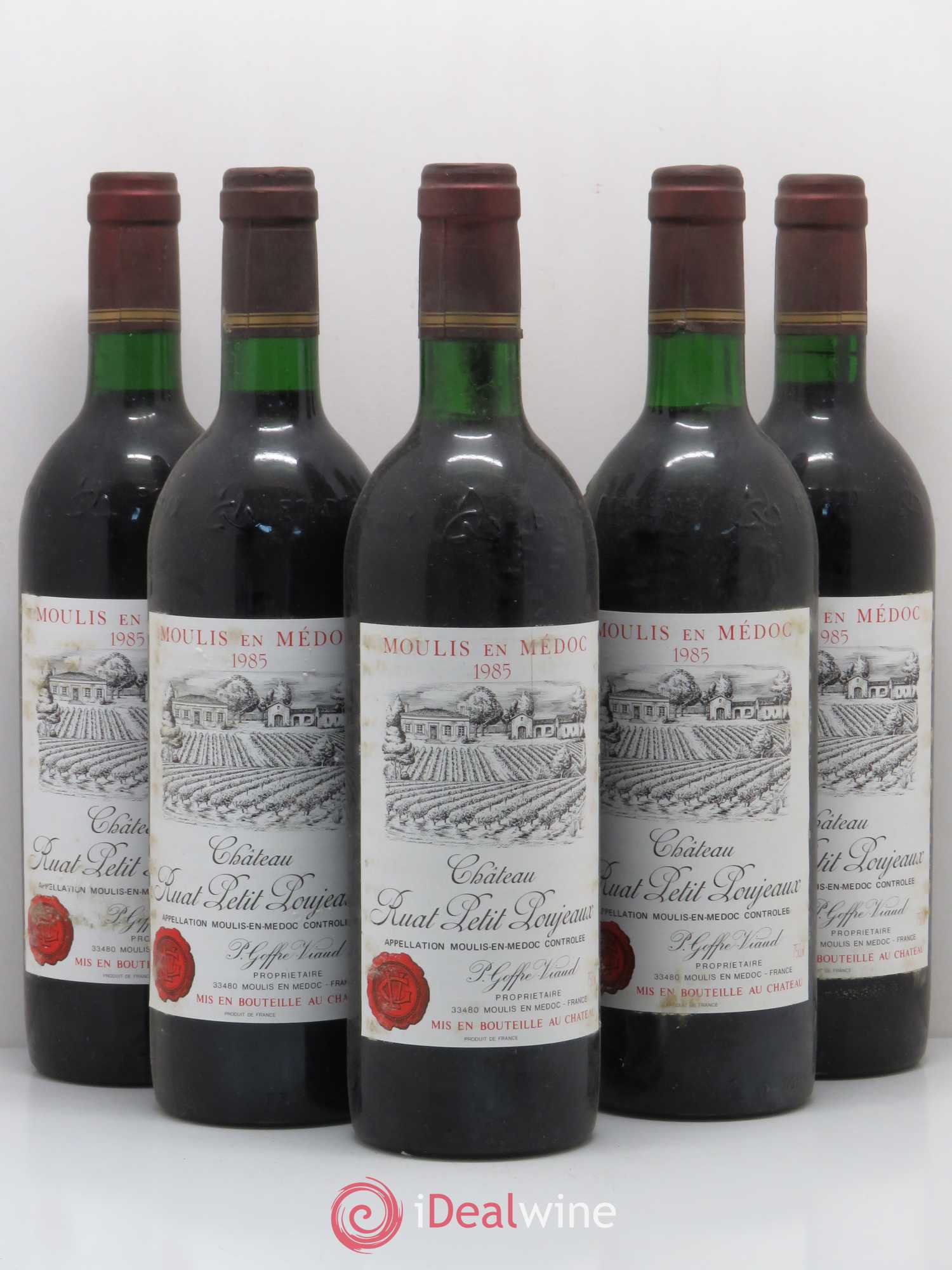 Moulis en Médoc Château Ruat Petit Poujeaux (sans prix de réserve) 1985 - Lotto di 5 bottiglie - 0