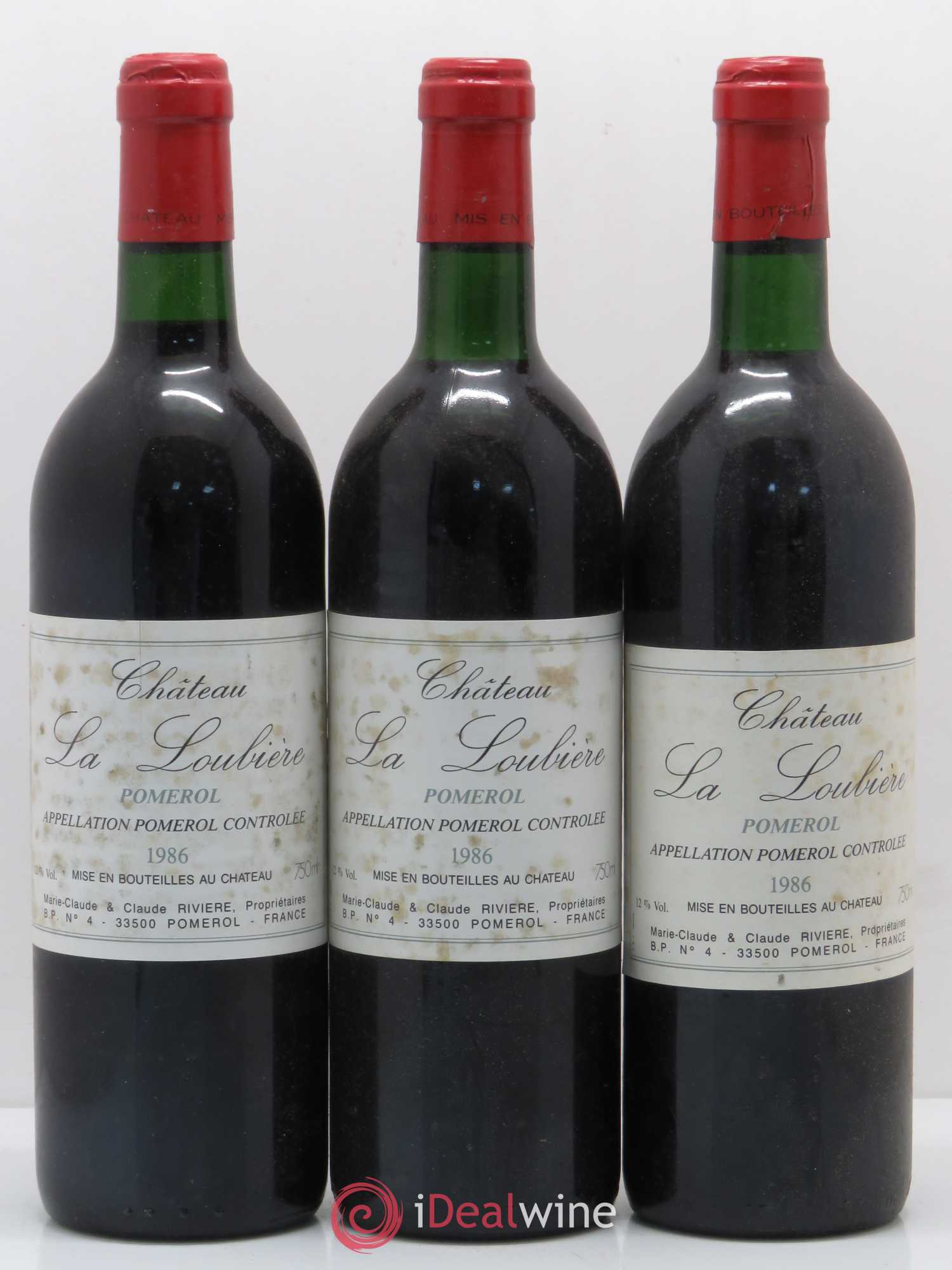 Château la Loubière (sans prix de réserve) 1986 - Lot de 3 bouteilles - 0