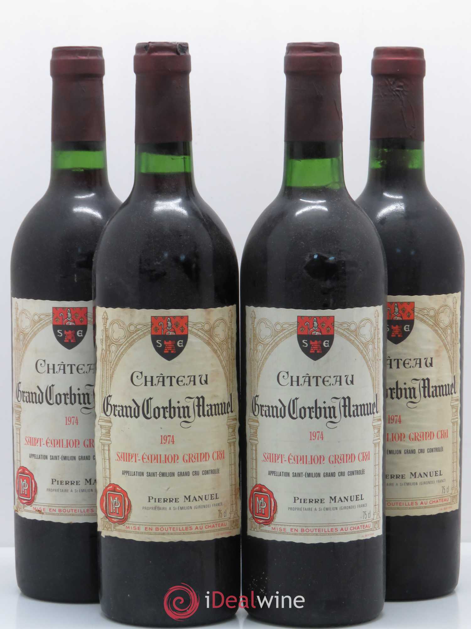 Château Grand Corbin Manuel 1974 - Lot de 4 bouteilles - 0