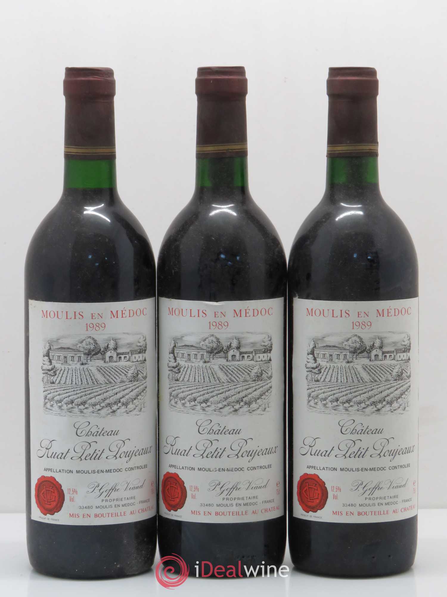Moulis en Médoc Château Ruat Petit Poujeaux (sans prix de réserve) 1989 - Lotto di 3 bottiglie - 0