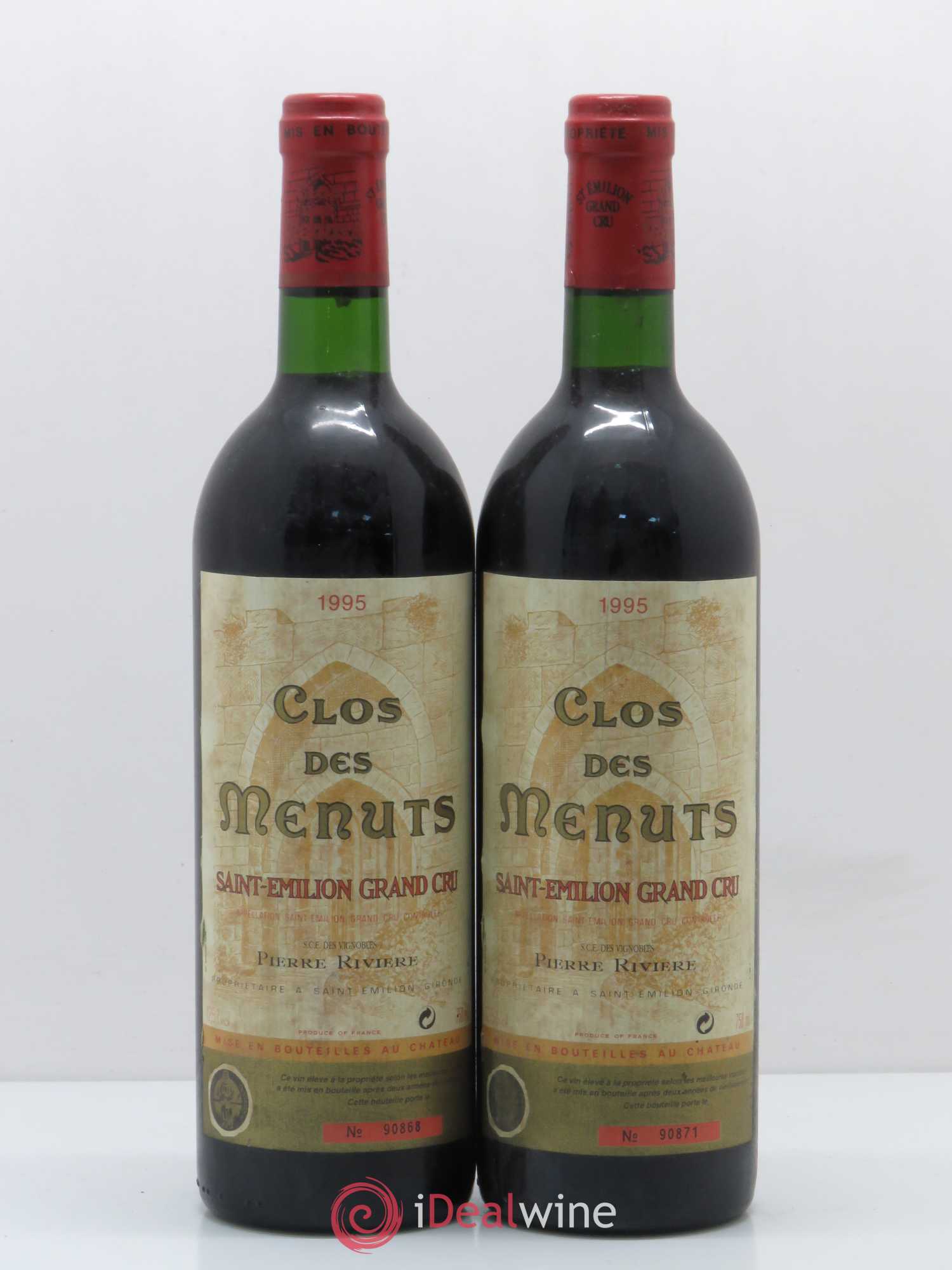 Saint-Émilion Grand Cru Clos des Menuts (sans prix de réserve) 1995 - Posten von 2 Flaschen - 0