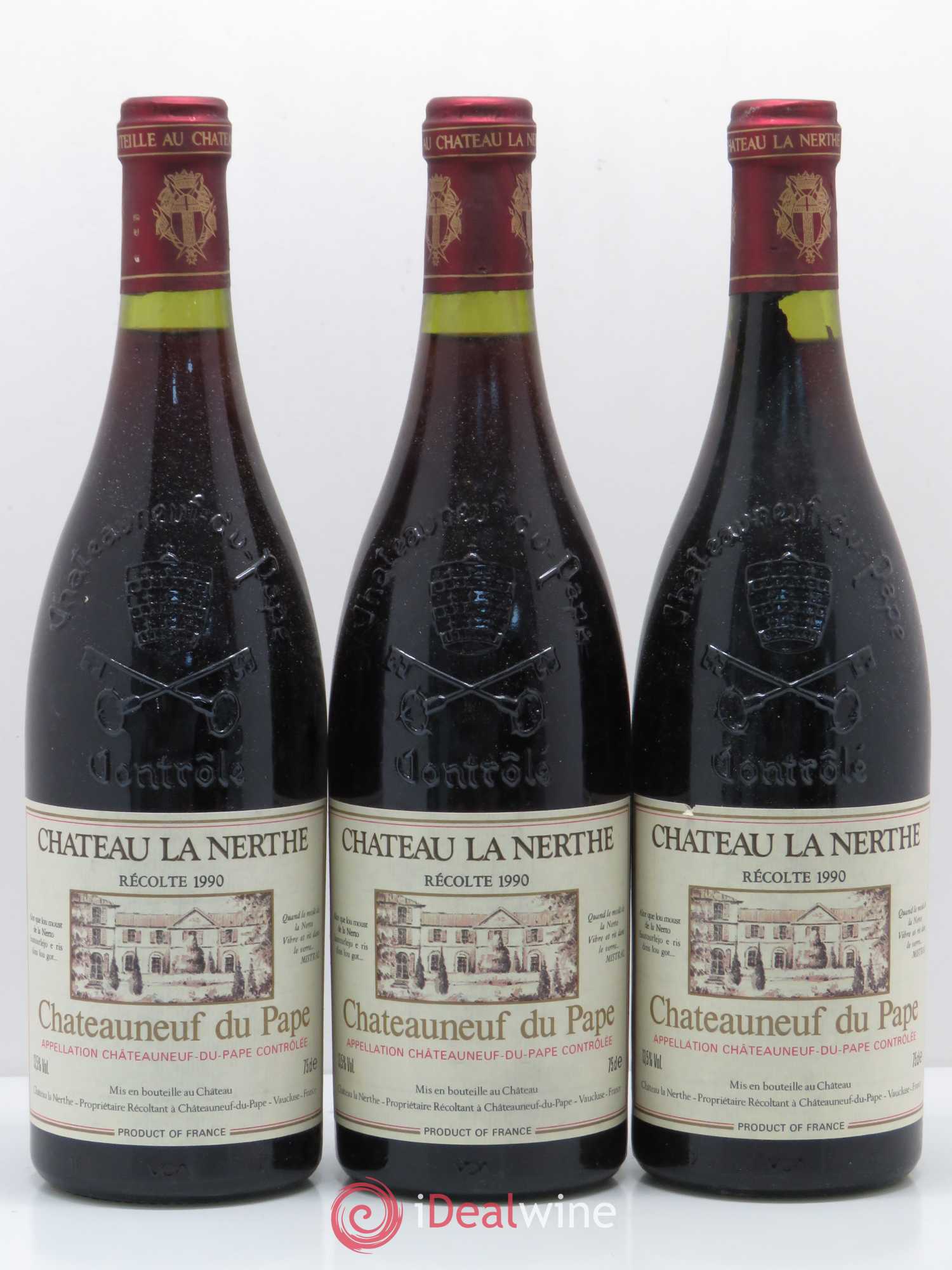 Châteauneuf-du-Pape Château la Nerthe Famille Richard (sans prix de réserve) 1990 - Lot de 3 bouteilles - 0