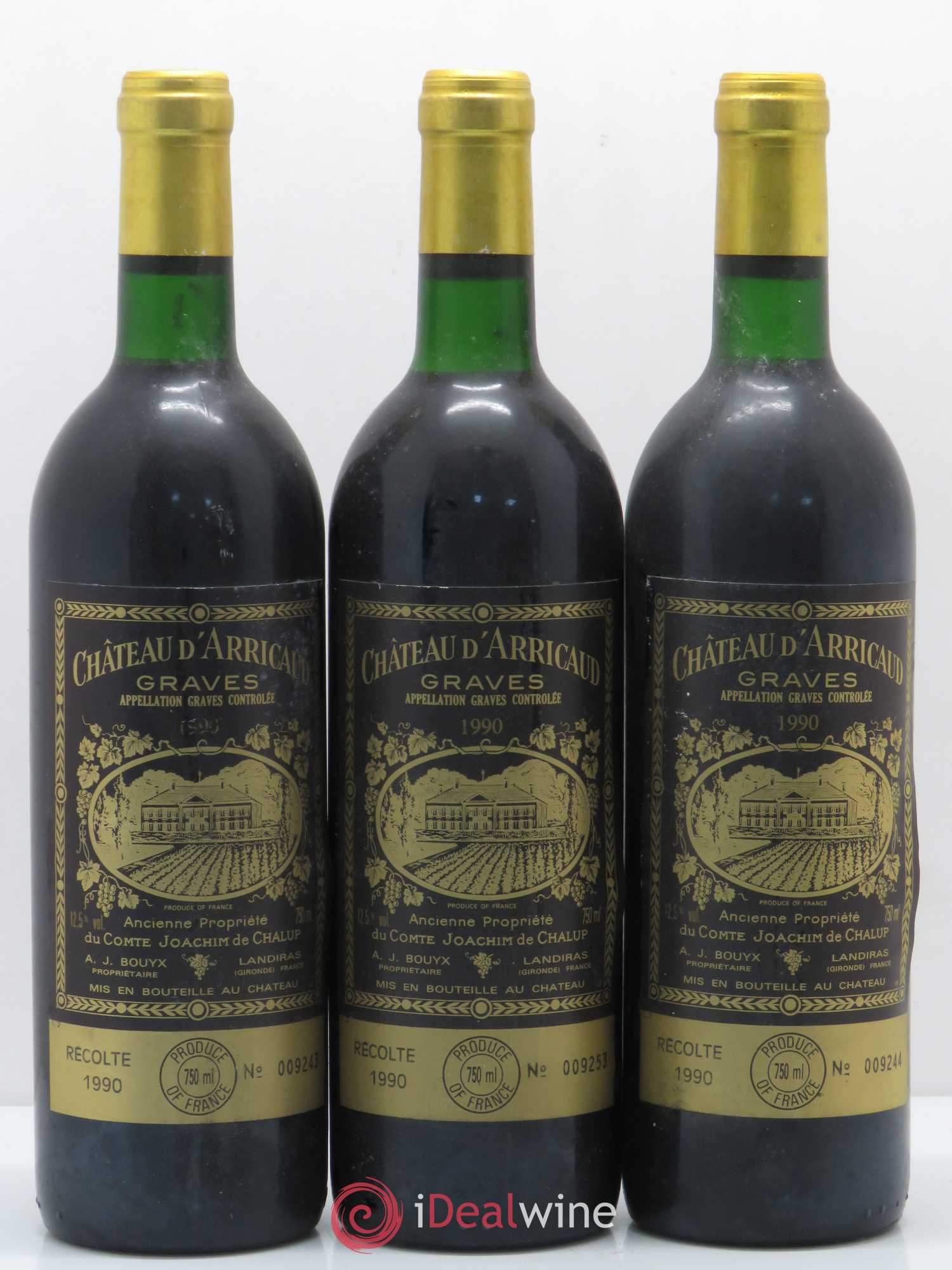 Graves Château d'Arricaud (sans prix de réserve) 1990 - Posten von 3 Flaschen - 0