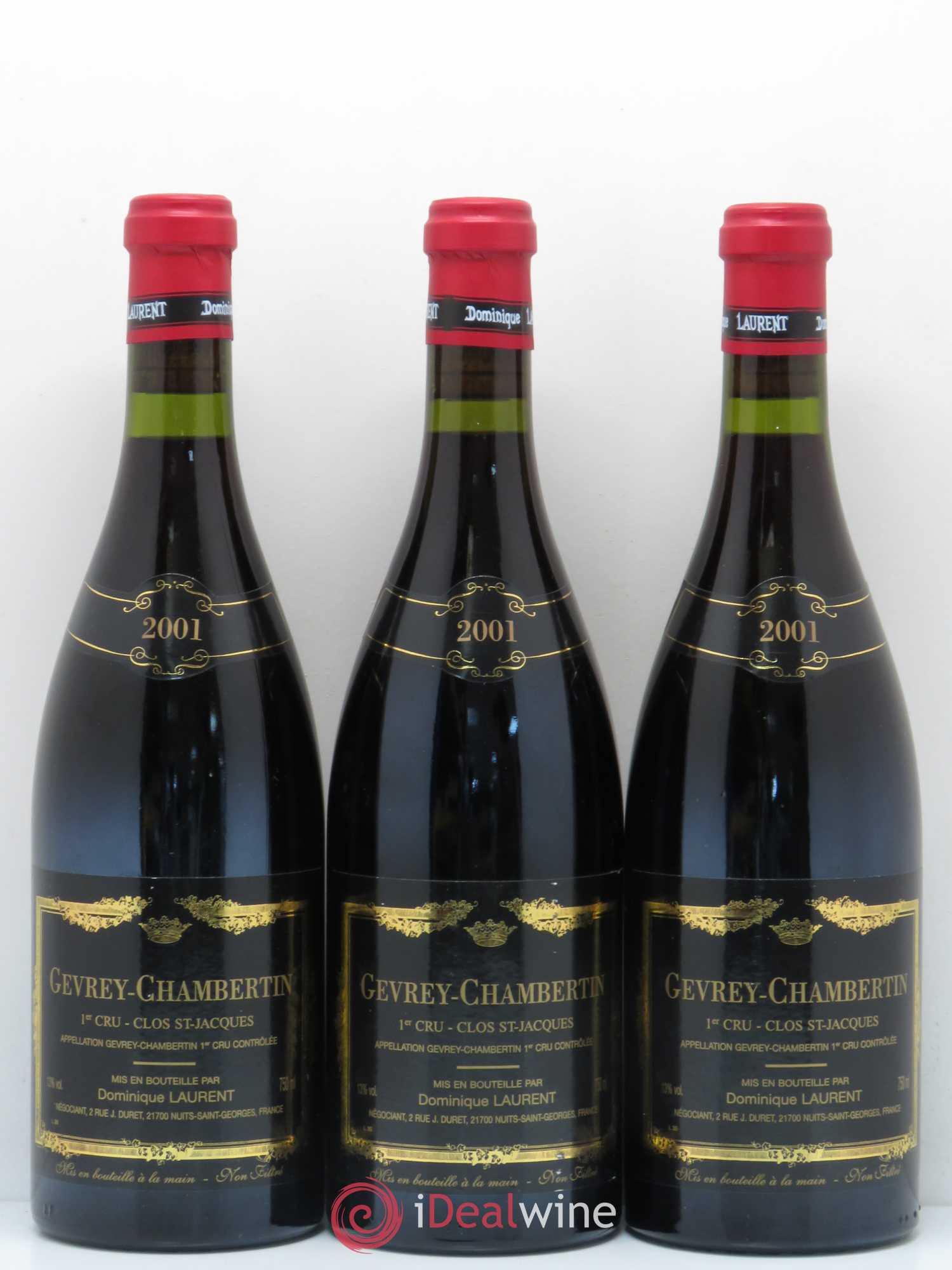 Gevrey-Chambertin 1er Cru Clos Saint Jacques Dominique Laurent 2001 - Lot de 3 bouteilles - 0