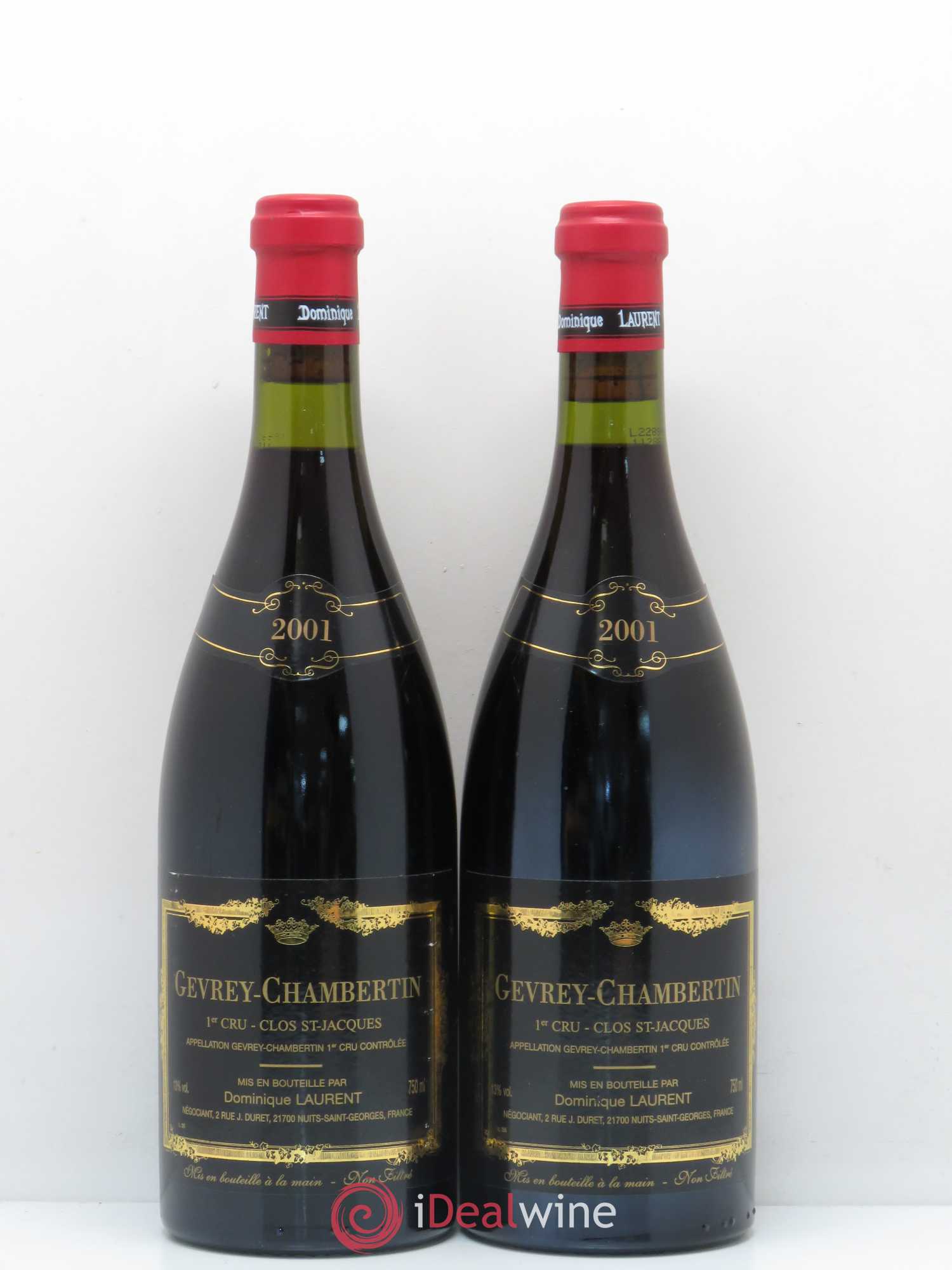 Gevrey-Chambertin 1er Cru Clos Saint Jacques Dominique Laurent 2001 - Lot de 2 bouteilles - 0