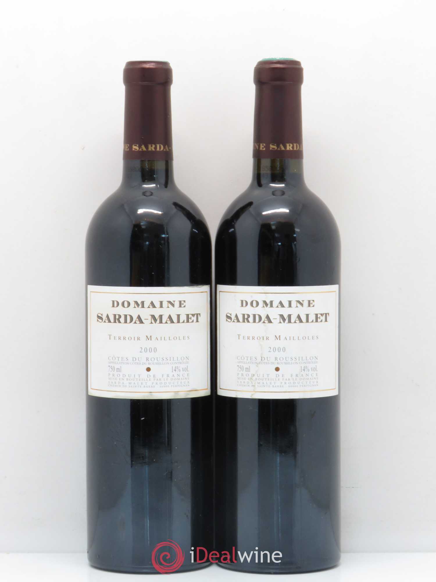 Côtes du Roussillon Terroir Mailloles Domaine Sarda-Malet 2000 - Posten von 2 Flaschen - 0