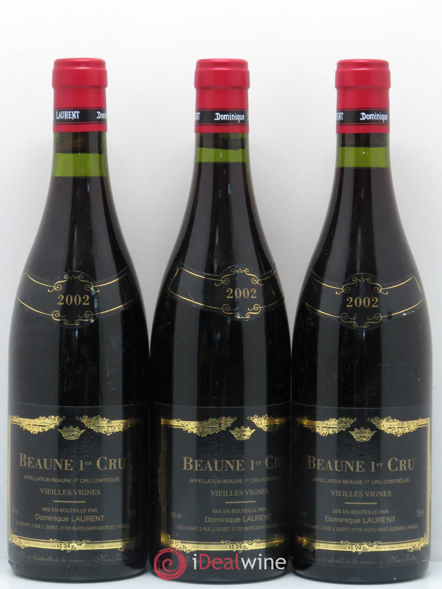 Beaune 1er Cru Vieilles Vignes Dominique Laurent 2002 - Lot de 3 bouteilles - 0