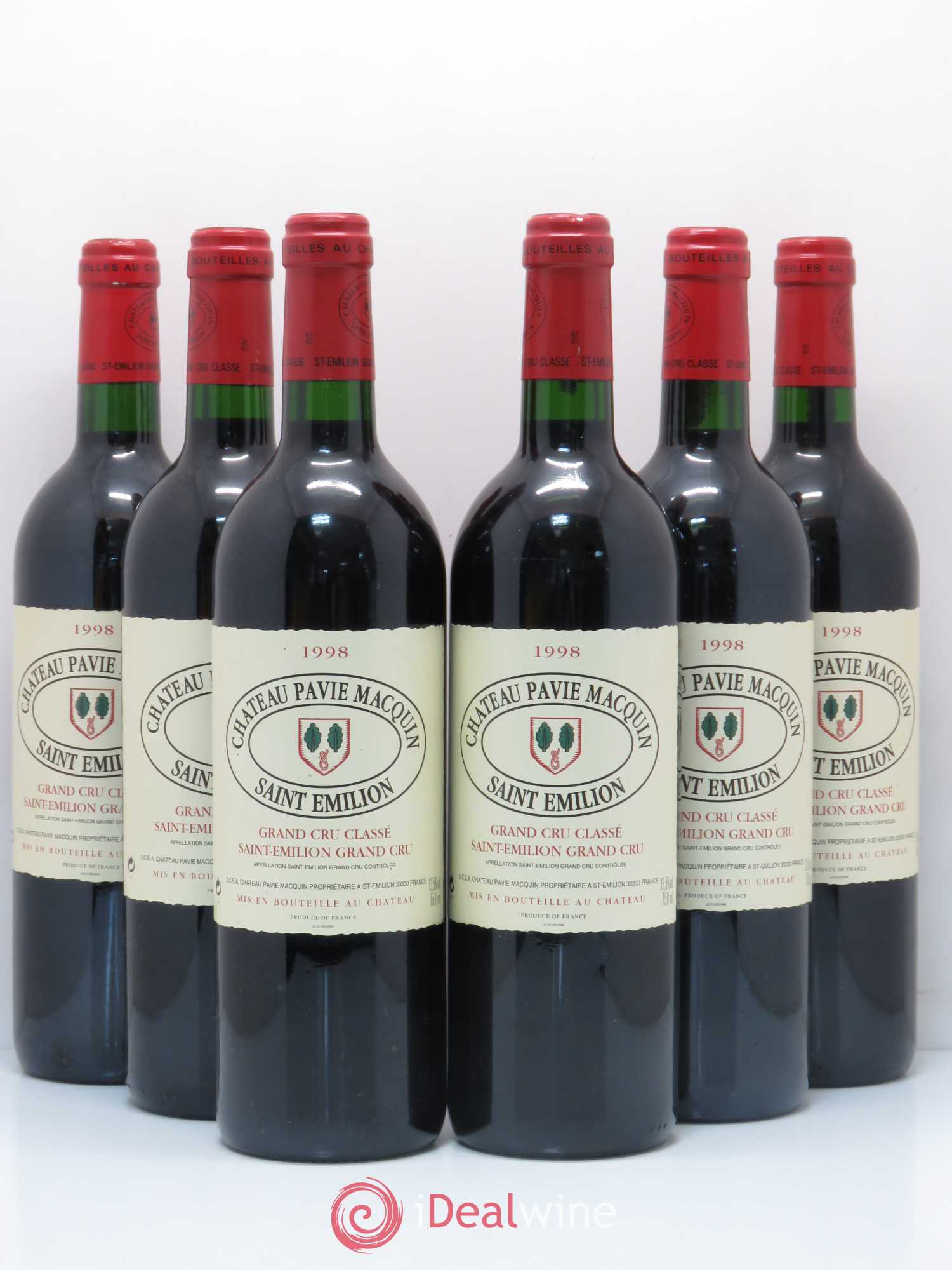 Château Pavie Macquin 1er Grand Cru Classé B 1998 - Lot de 6 bouteilles - 0