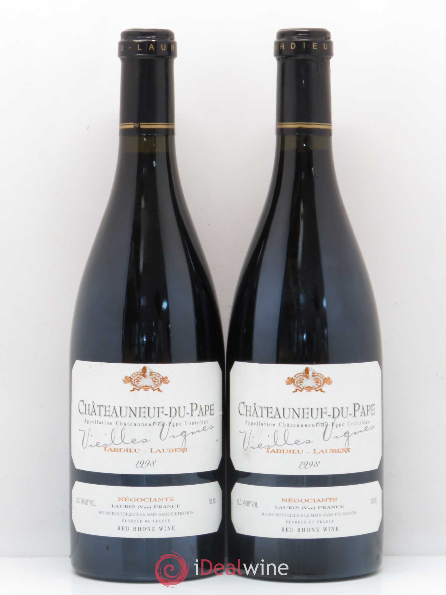 Châteauneuf-du-Pape Tardieu-Laurent Vieilles vignes Famille Tardieu 1998 - Lot de 2 bouteilles - 0