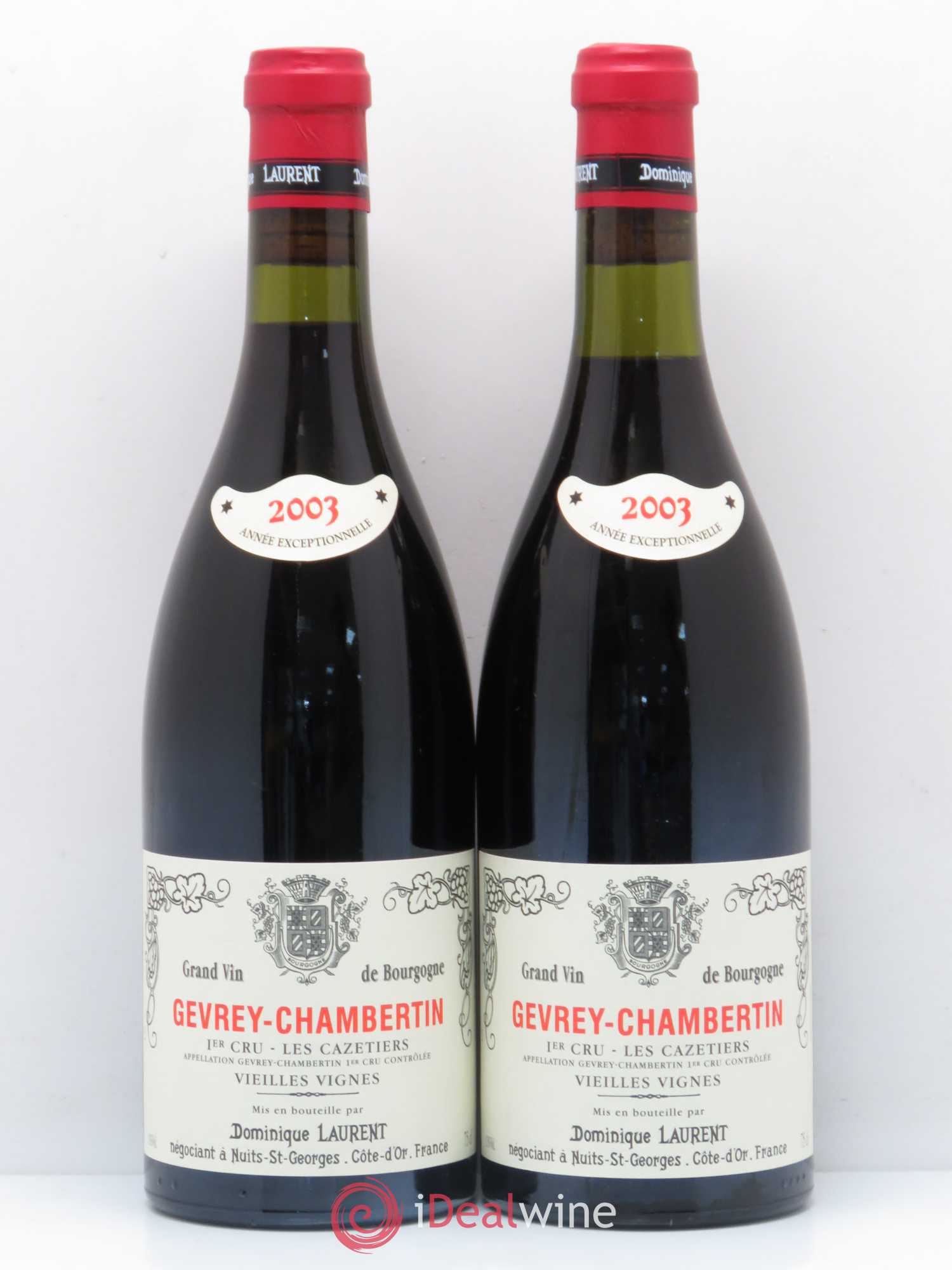 Gevrey-Chambertin 1er Cru Les Cazetiers Vieilles Vignes Dominique Laurent Vieilles vignes 2003 - Lot de 2 bouteilles - 0