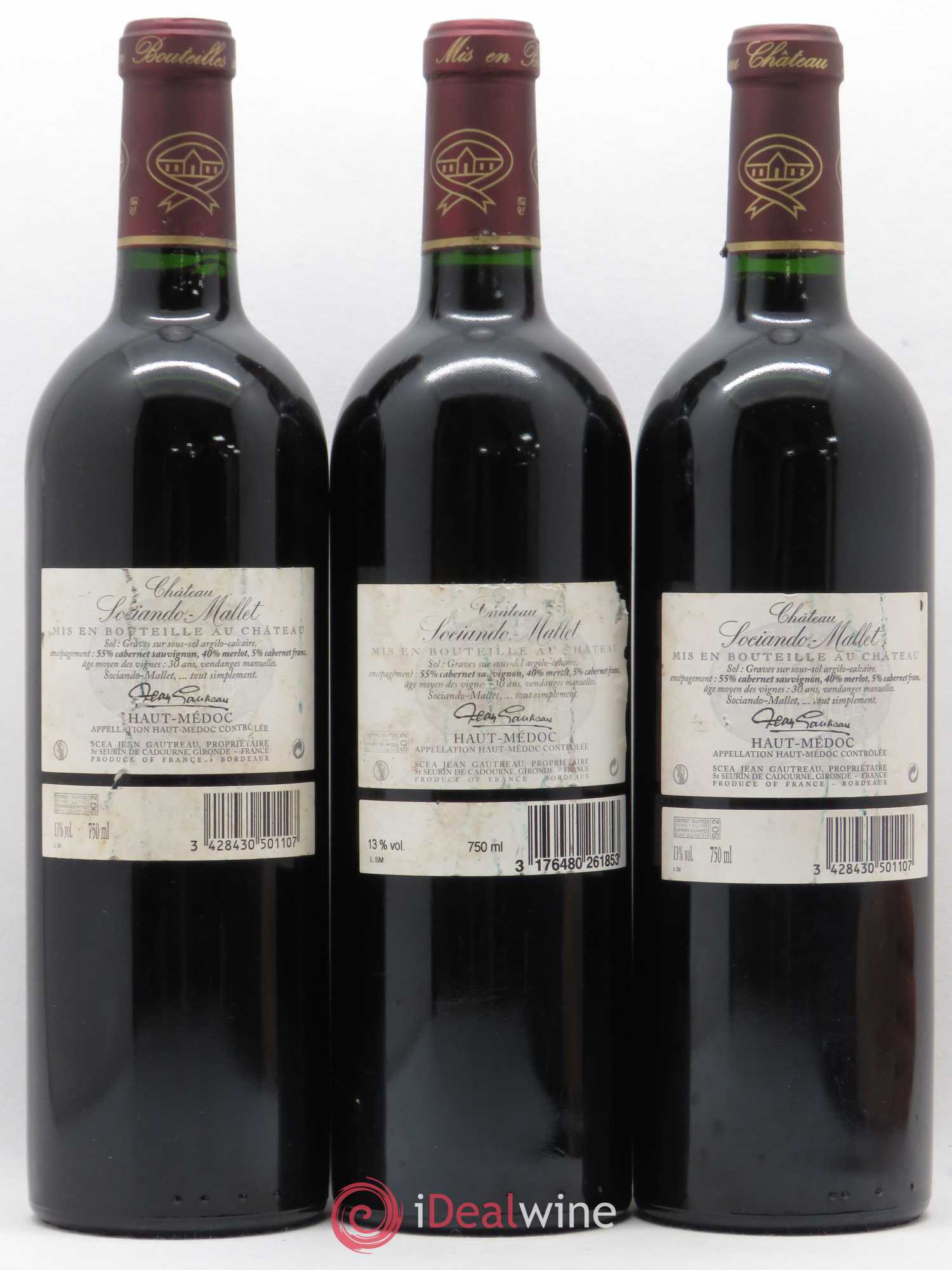 Château Sociando Mallet 2005 - Lot de 3 bouteilles - 1