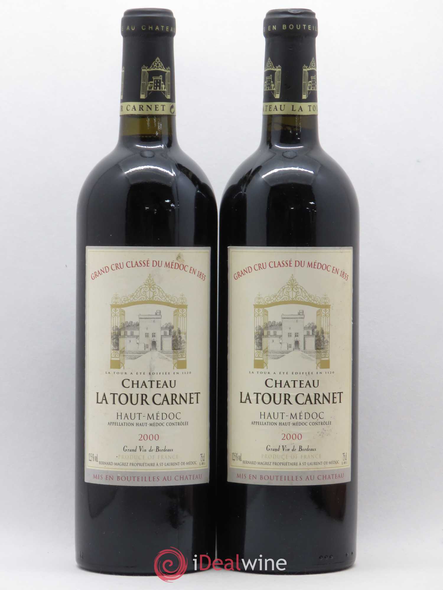 Château la Tour Carnet 4ème Grand Cru Classé 2000 - Lot de 2 bouteilles - 0