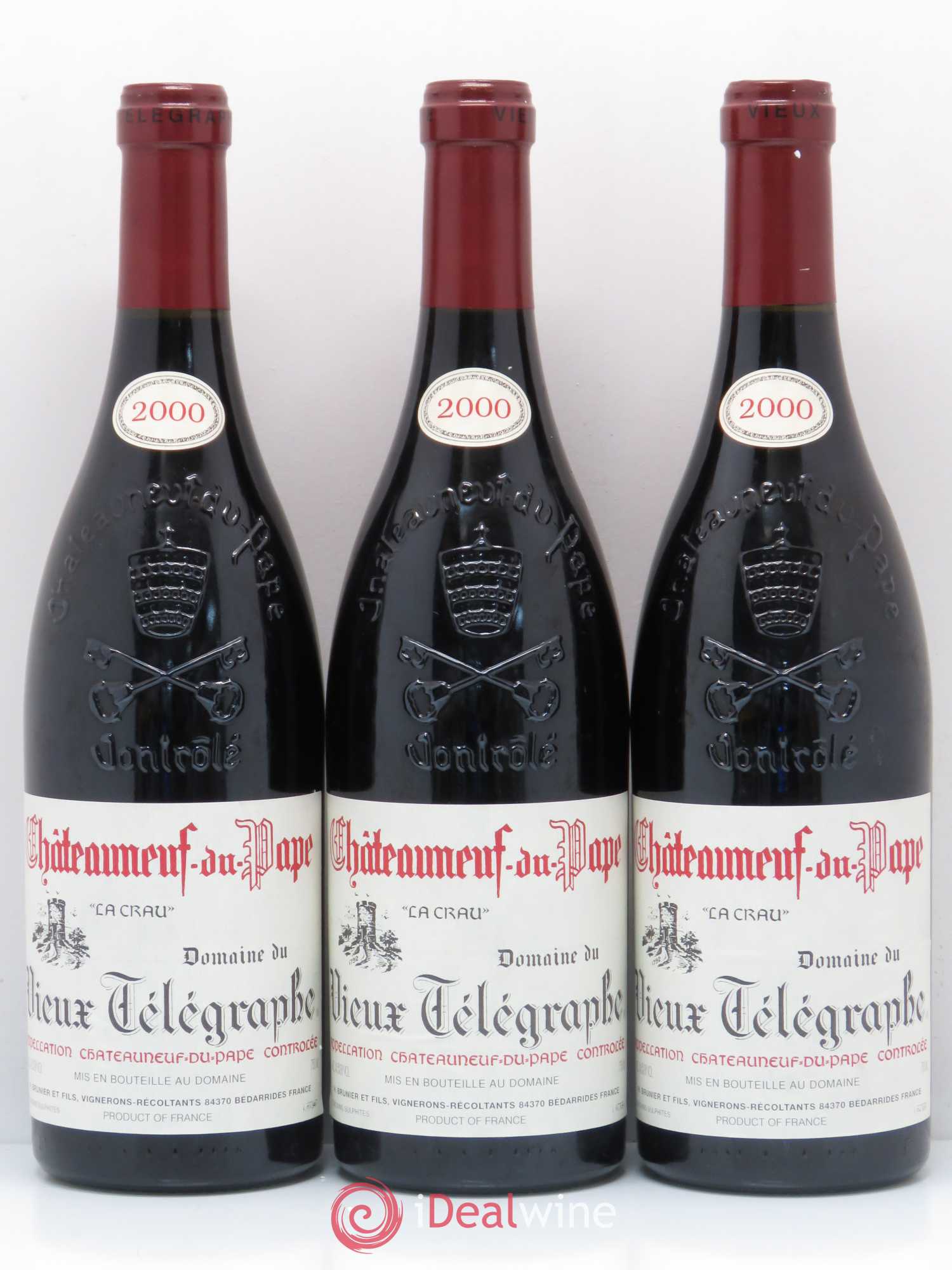 Châteauneuf-du-Pape Vieux Télégraphe (Domaine du) Vignobles Brunier 2000 - Lot de 3 bouteilles - 0