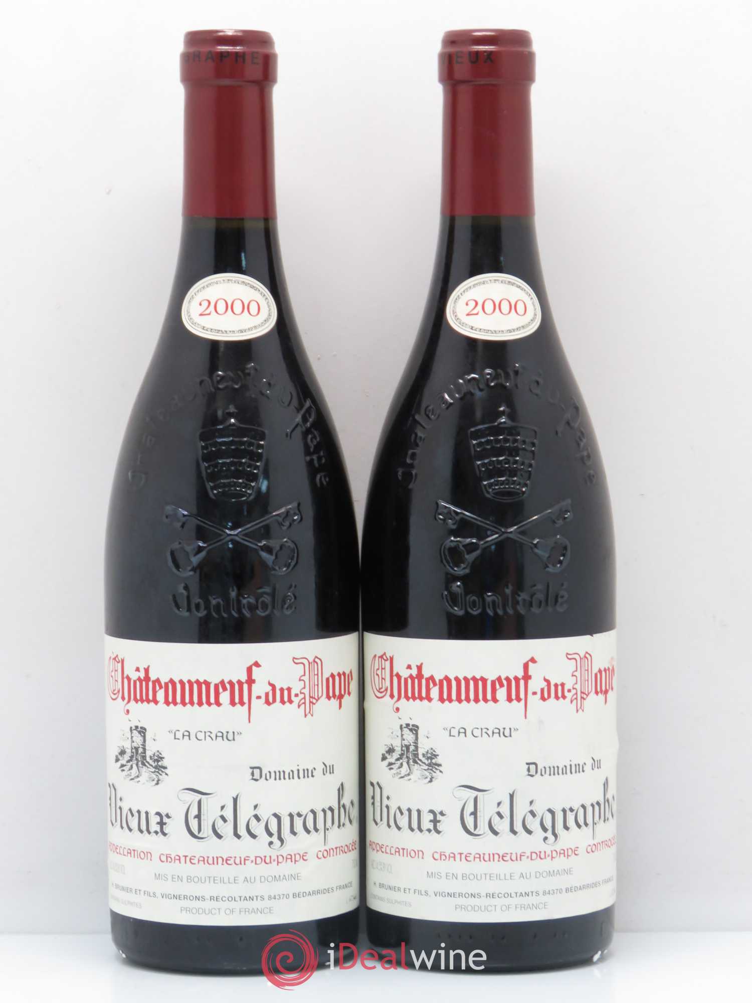 Châteauneuf-du-Pape Vieux Télégraphe (Domaine du) Vignobles Brunier 2000 - Lot de 2 bouteilles - 0