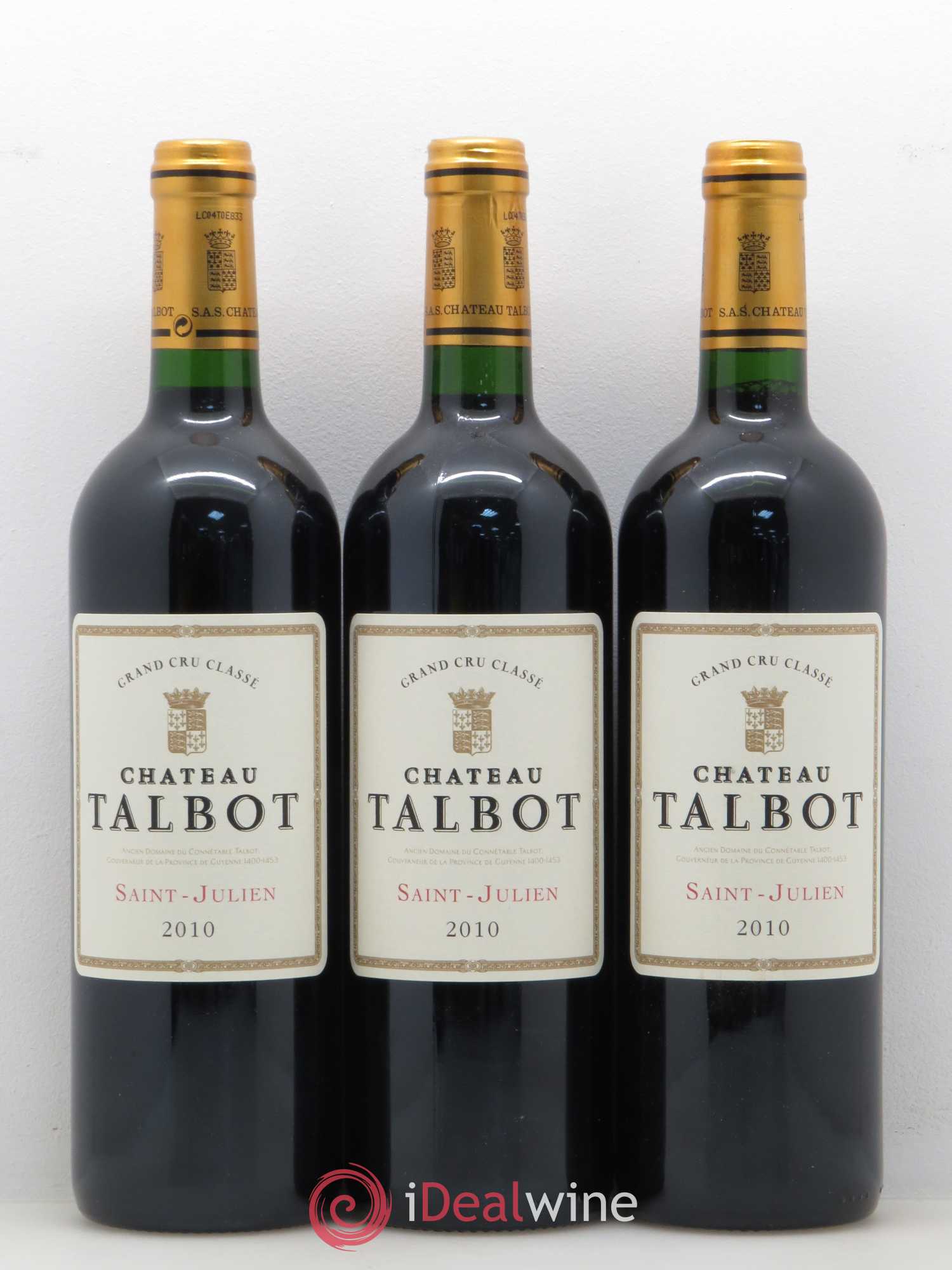 Château Talbot 4ème Grand Cru Classé 2010 - Lot de 3 bouteilles - 0