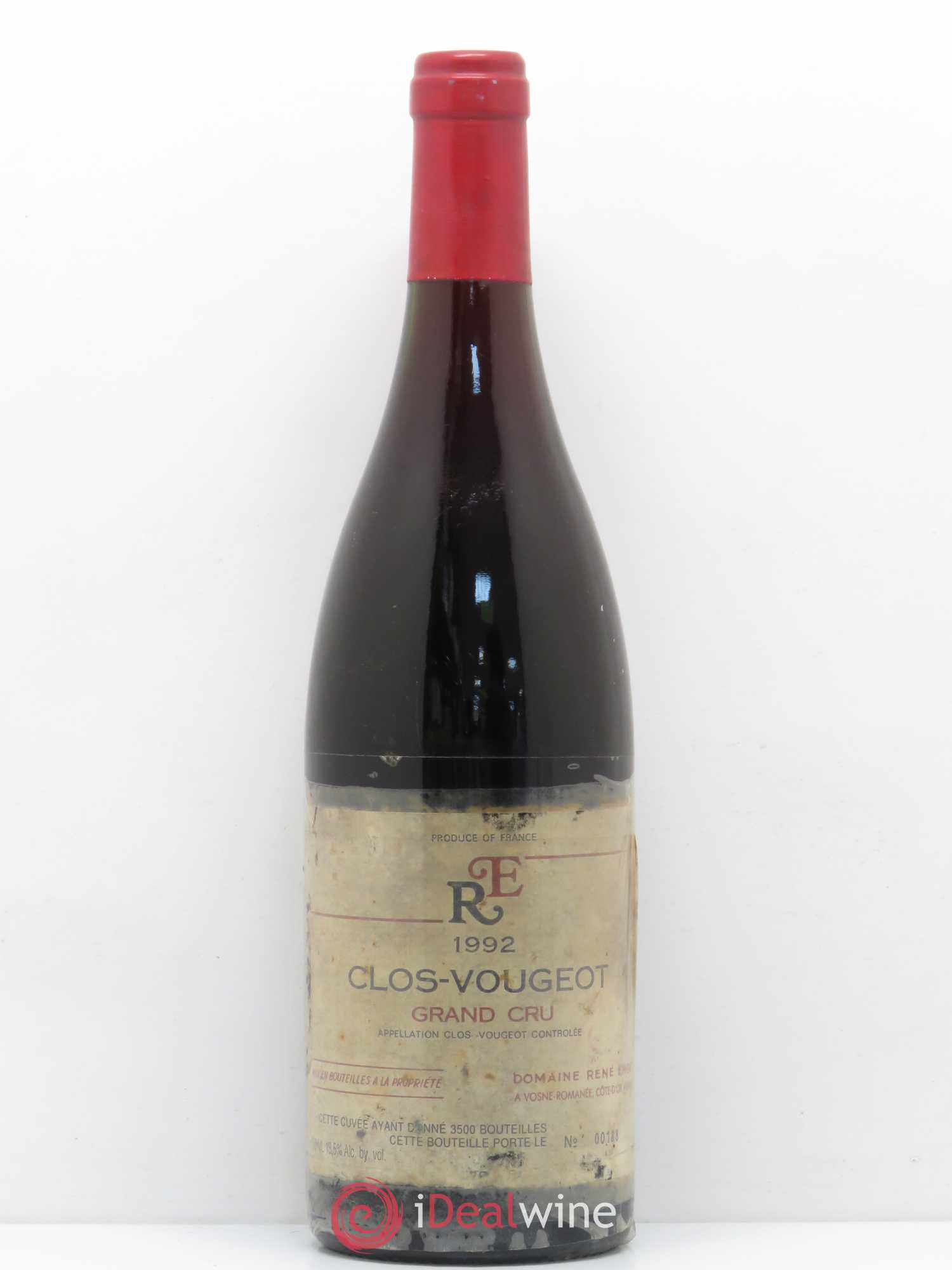 Clos de Vougeot Grand Cru Domaine René Engel - Domaine Eugénie 1992 - Lot de 1 bouteille - 0