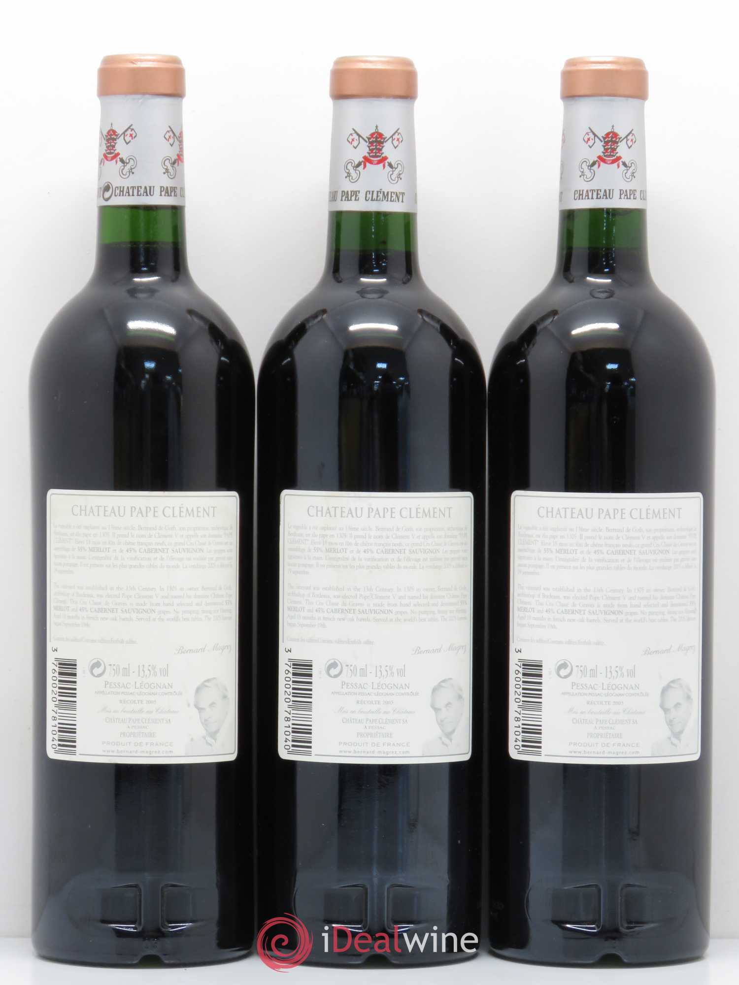 Château Pape Clément Cru Classé de Graves 2005 - Lot de 3 bouteilles - 1