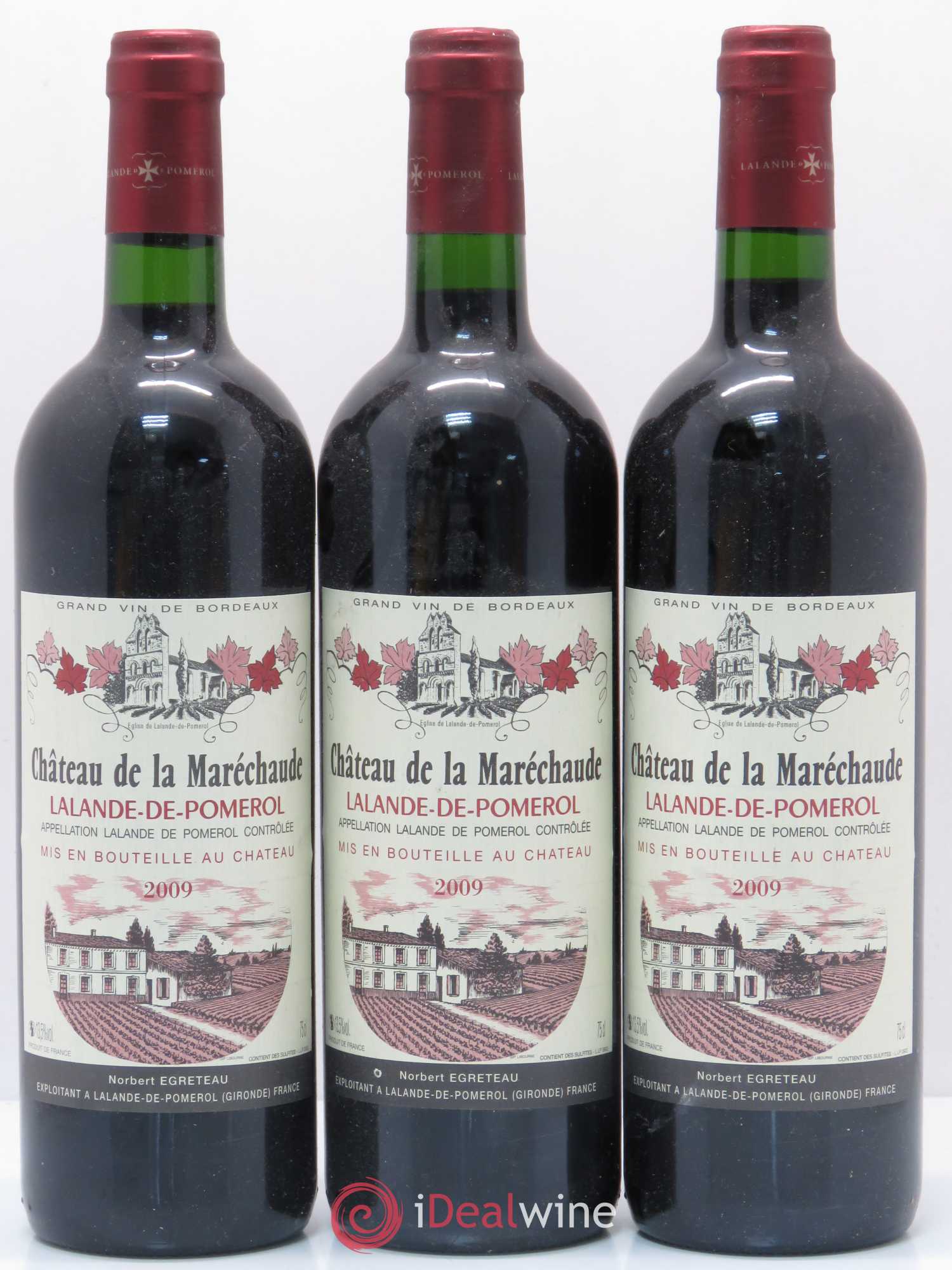 Bordeaux Château de La Marechaude Lalande de Pomerol 2009 - Posten von 6 Flaschen - 2