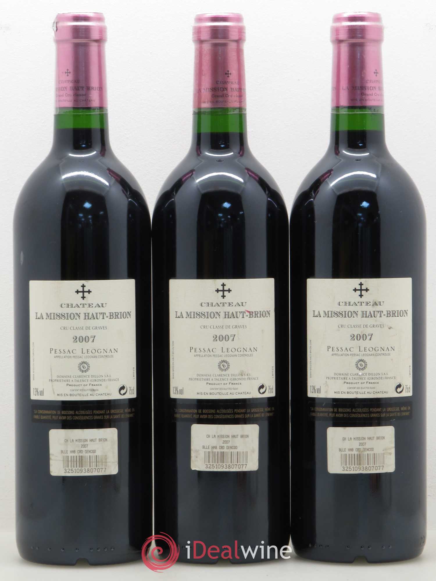 Château la Mission Haut-Brion Cru Classé de Graves 2007 - Lot de 3 bouteilles - 1