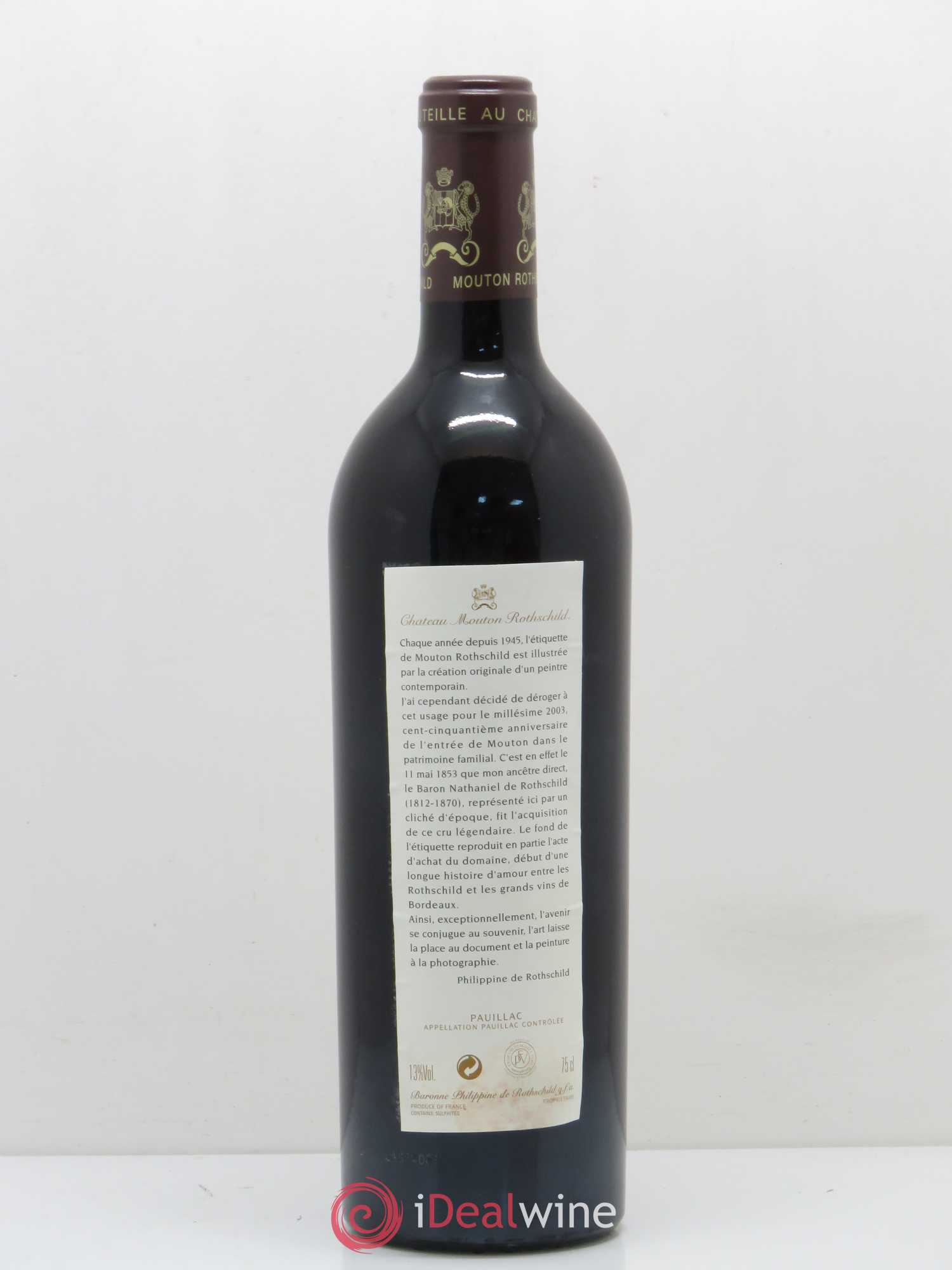 Château Mouton Rothschild 1er Grand Cru Classé 2003 - Lot de 1 bouteille - 1