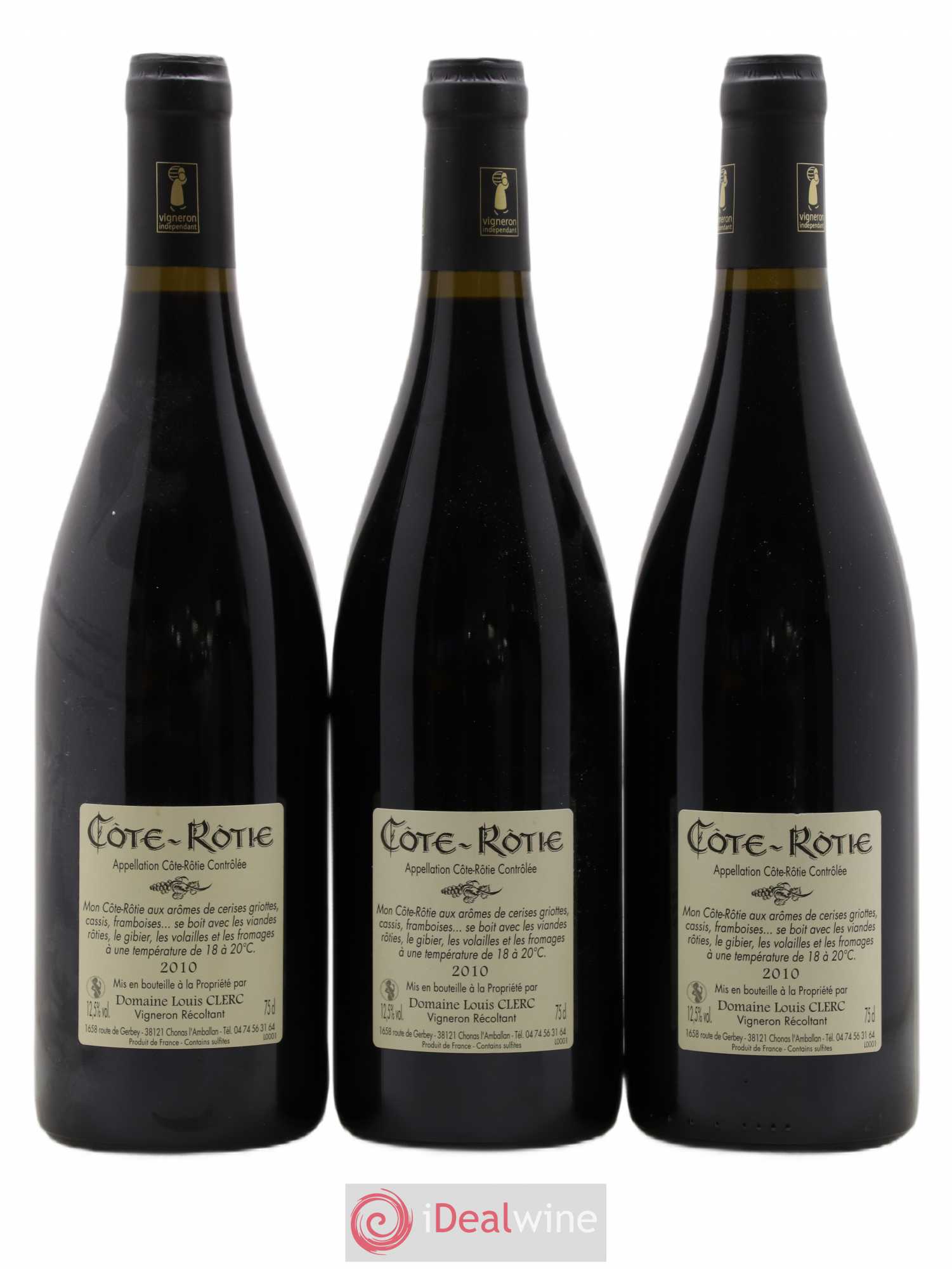 Côte-Rôtie Domaine Louis Clerc 2010 - Lot de 3 bouteilles - 1