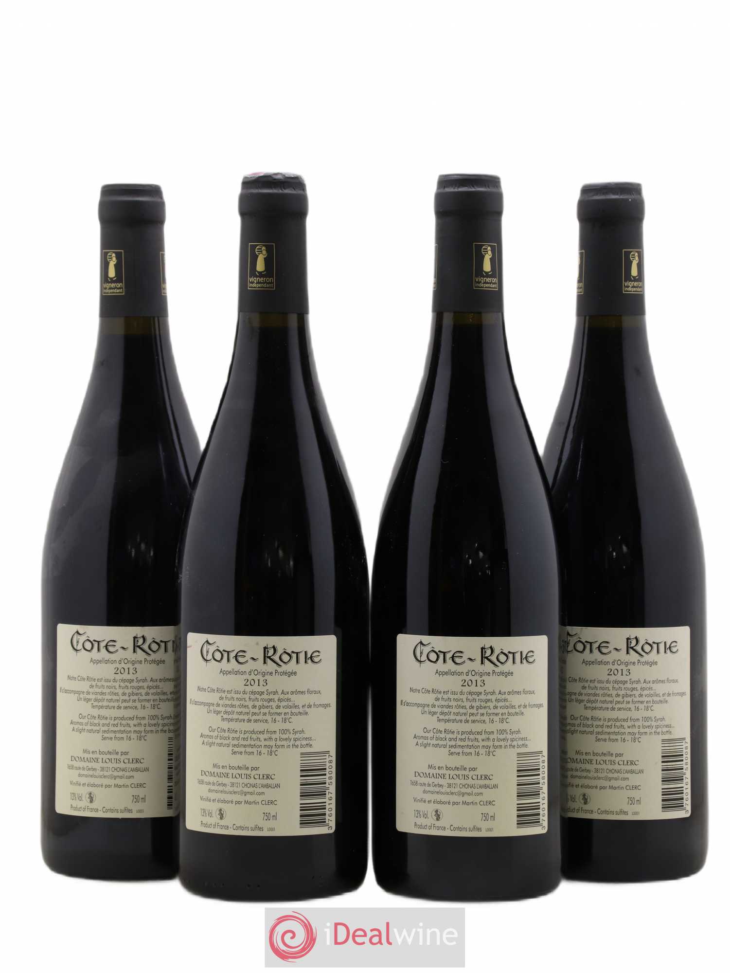 Côte-Rôtie Domaine Louis Clerc 2013 - Lotto di 4 bottiglie - 1