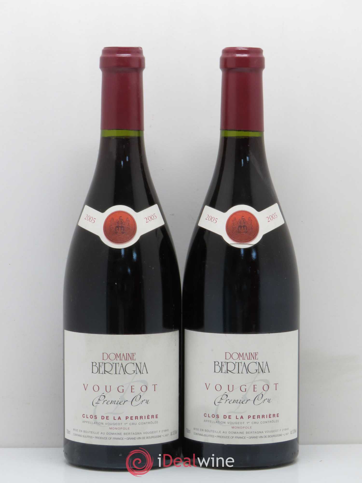 Vougeot 1er Cru Clos de La Perrière Monopole Bertagna 2005 - Lot de 2 bouteilles - 0