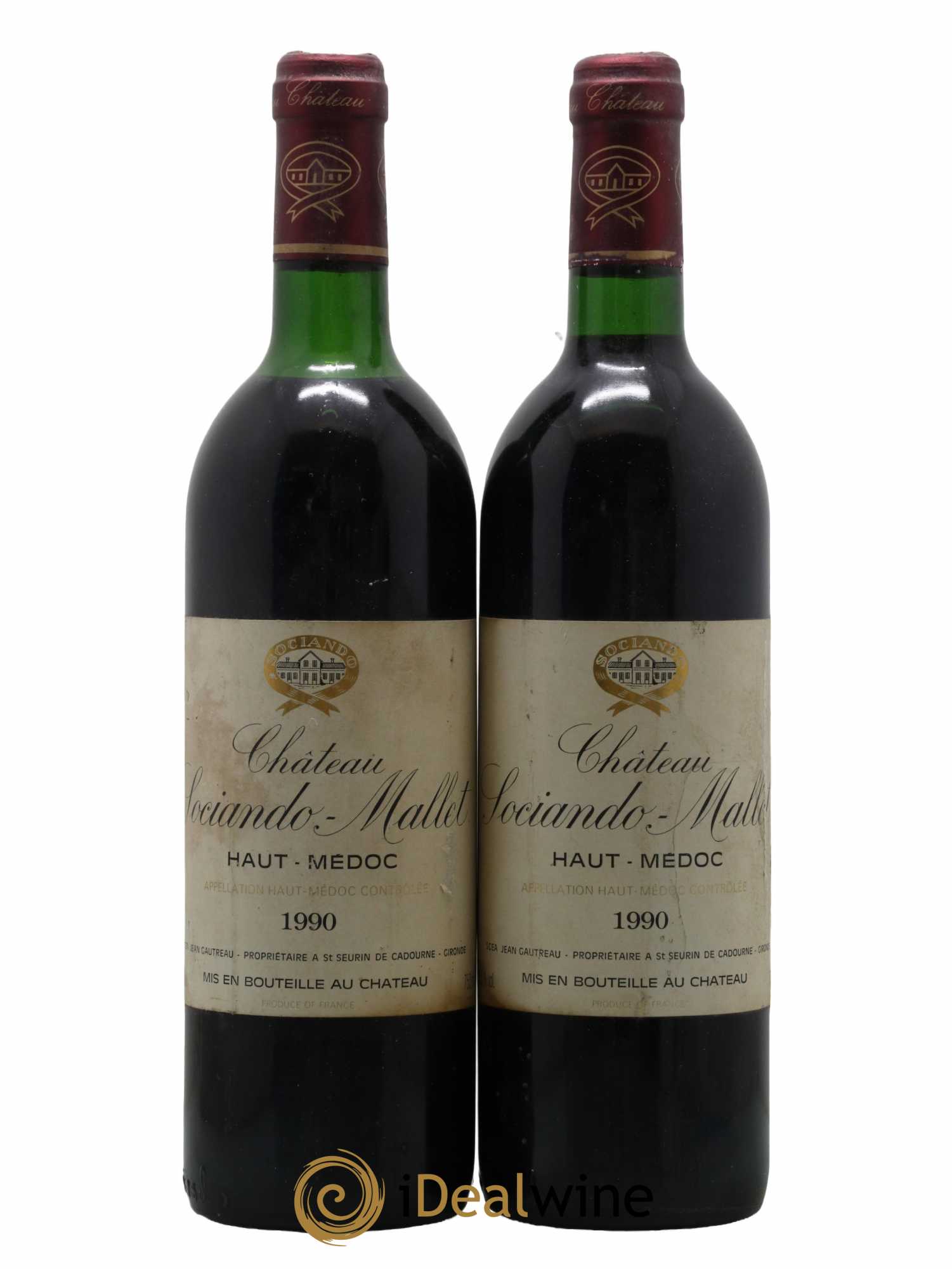 Château Sociando Mallet 1990 - Lot de 2 bouteilles - 0