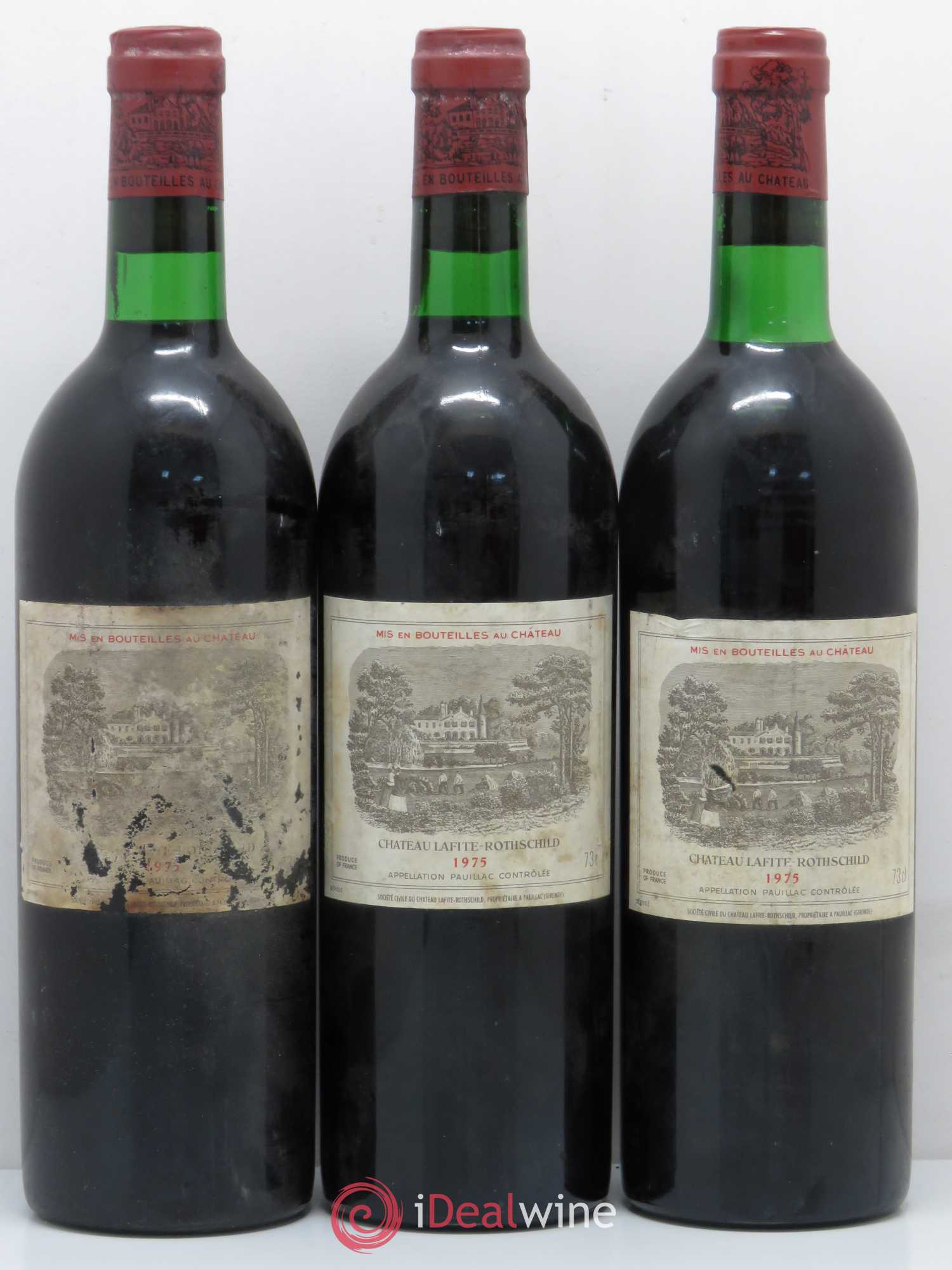 Château Lafite Rothschild 1er Grand Cru Classé 1975 - Lot de 3 bouteilles - 0