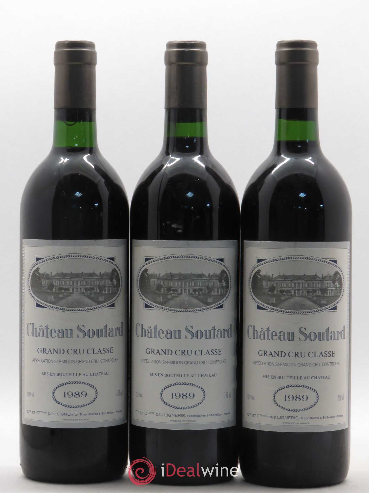 Château Soutard Grand Cru Classé 1989 - Lot de 3 bouteilles - 0