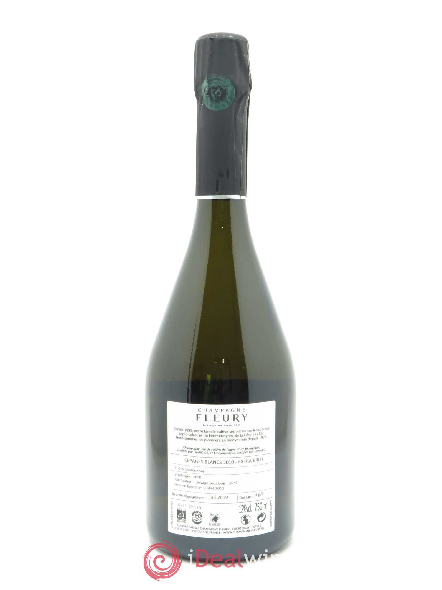 Cépages Blancs Blanc de Blancs Extra-Brut Fleury 2010 - Lot de 1 bouteille - 1