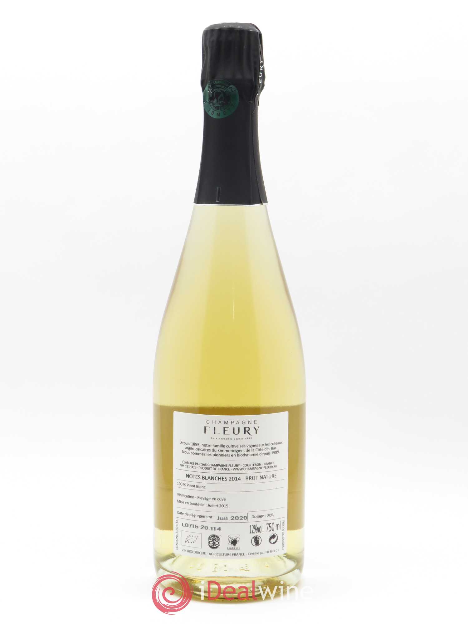 Notes Blanches Brut Nature Fleury 2014 - Lot de 1 bouteille - 1