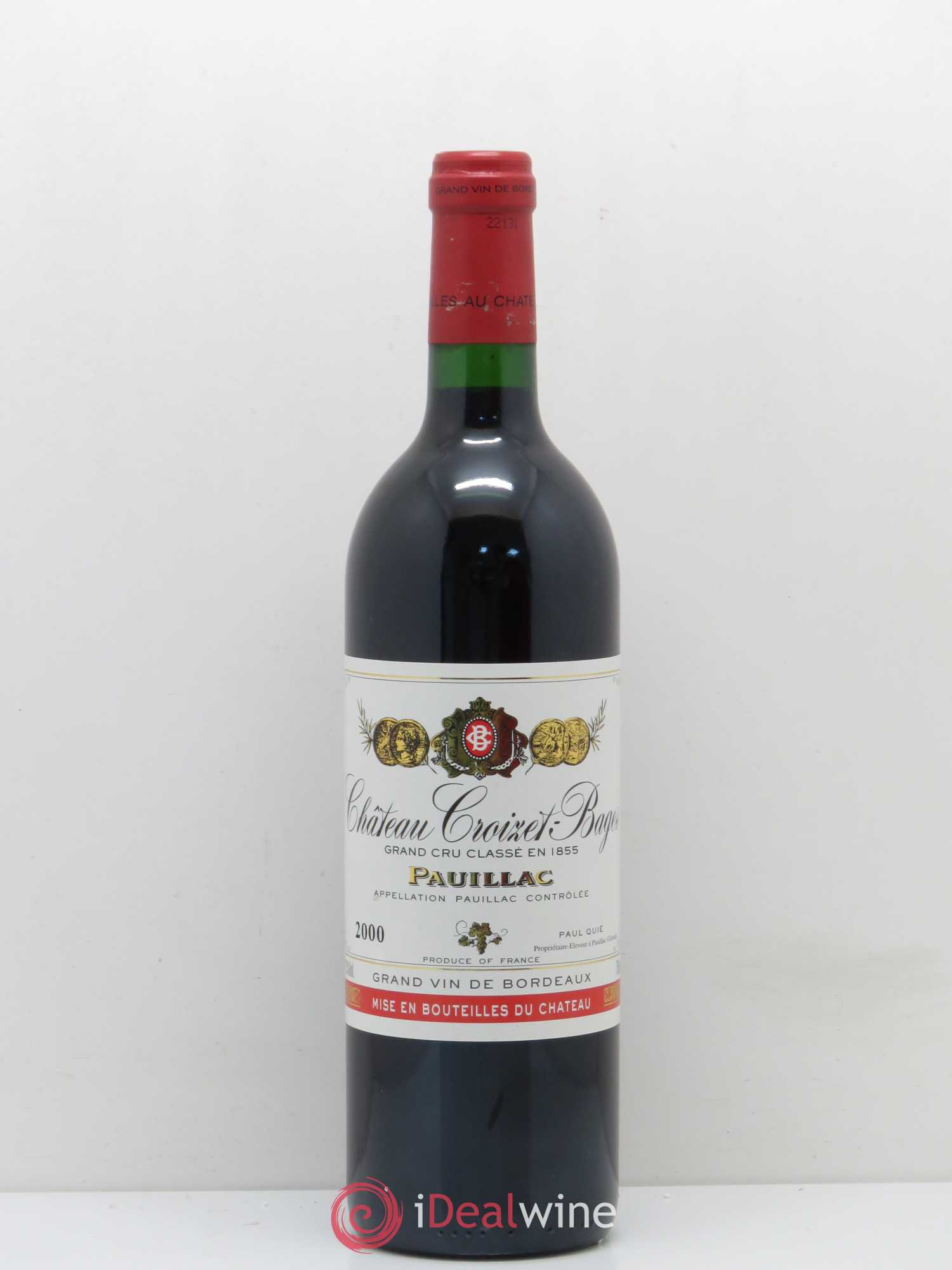 Château Croizet Bages 5ème Grand Cru Classé 2000 - Lot de 1 bouteille - 0
