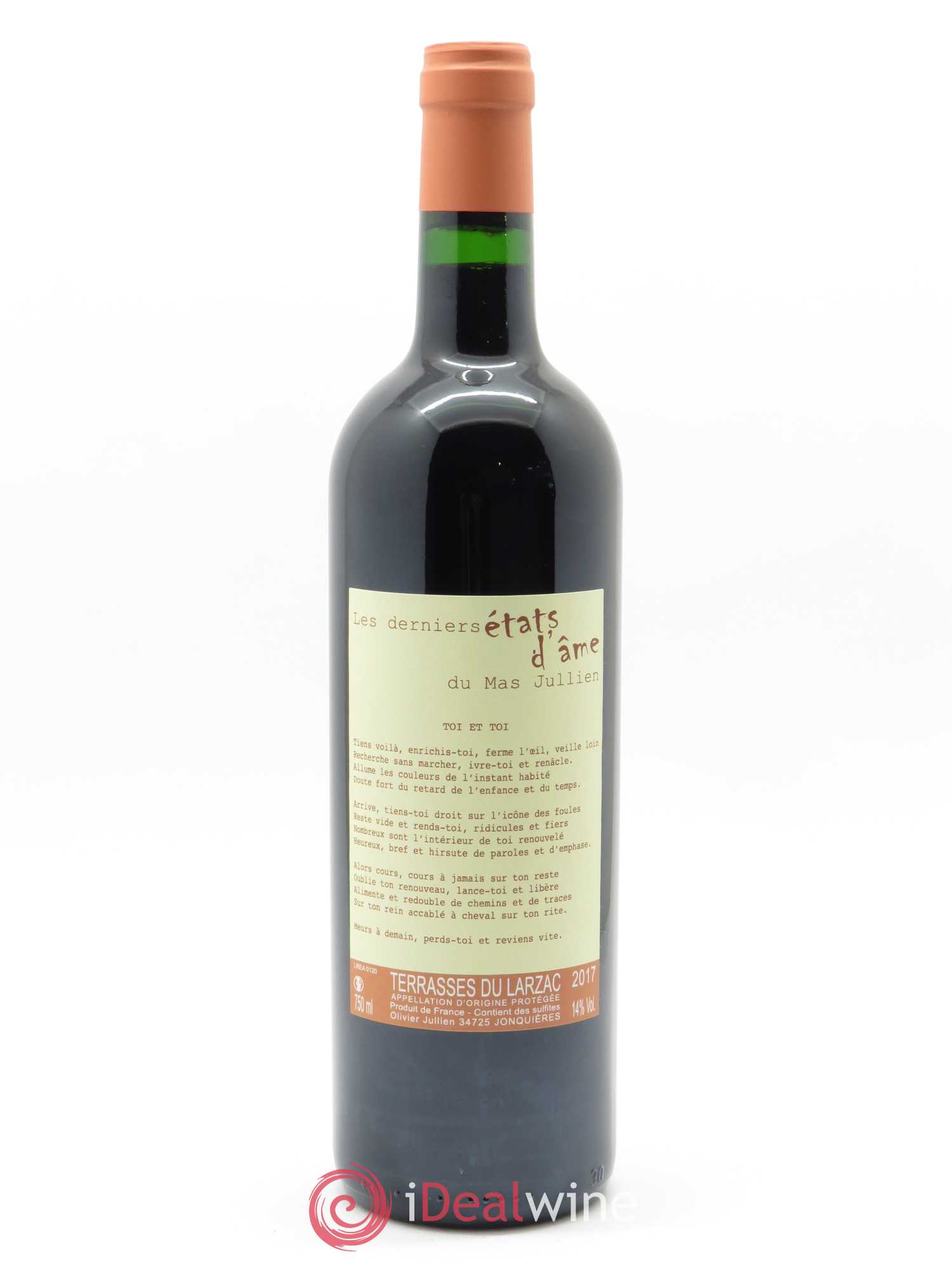 Terrasses du Larzac Mas Jullien Les Etats d'Ame du Mas Jullien Olivier Jullien 2017 - Lot de 1 bouteille - 0