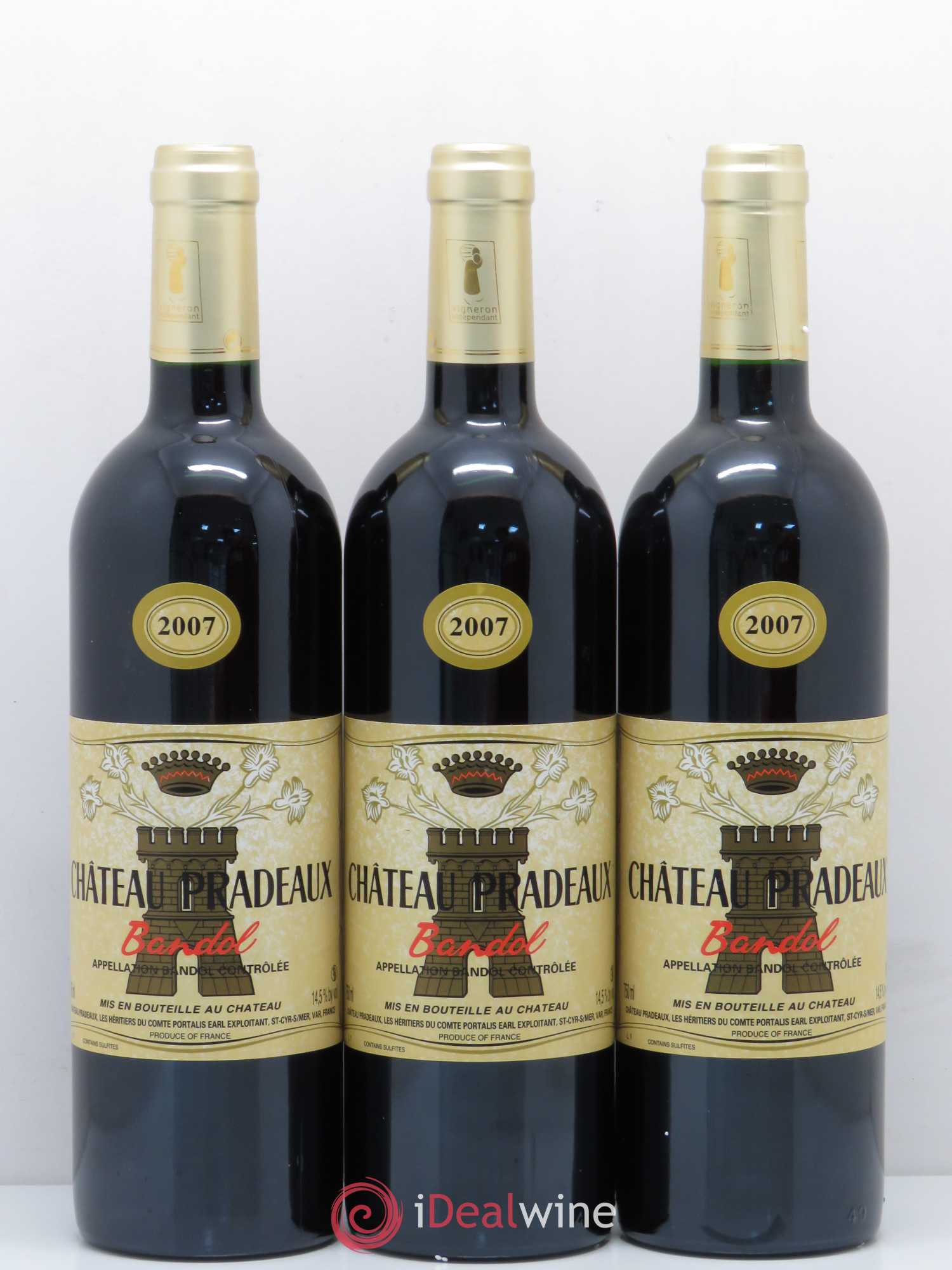 Bandol Château Pradeaux Famille Portalis 2007 - Lot de 3 bouteilles - 0