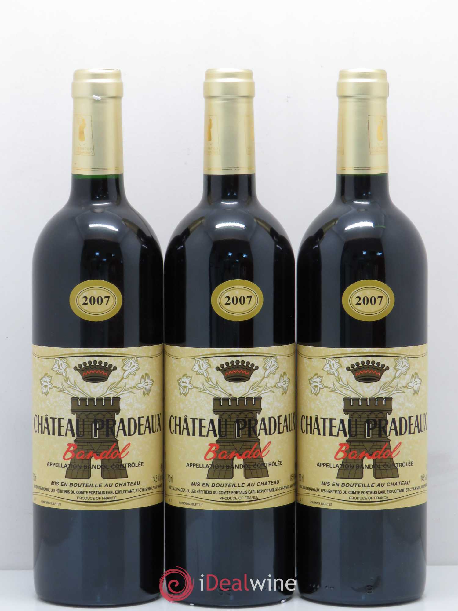 Bandol Château Pradeaux Famille Portalis 2007 - Lot de 3 bouteilles - 0