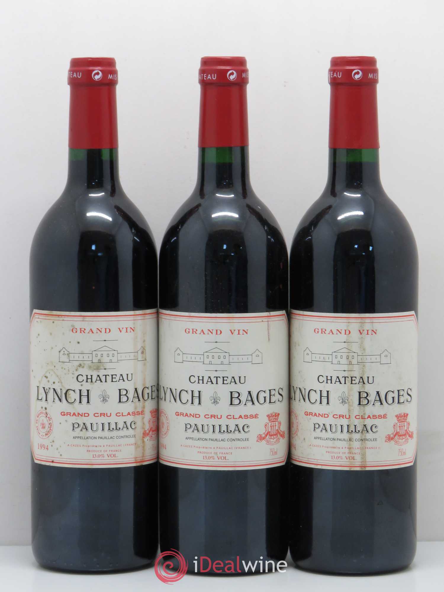 Château Lynch Bages 5ème Grand Cru Classé 1994 - Lot de 3 bouteilles - 0