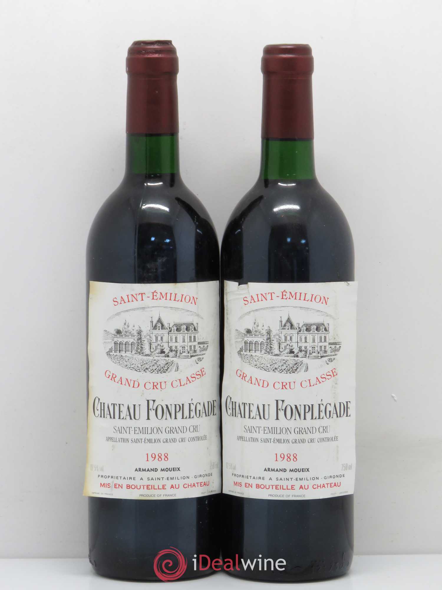 Château Fonplegade Grand Cru Classé 1988 - Lot de 2 bouteilles - 0