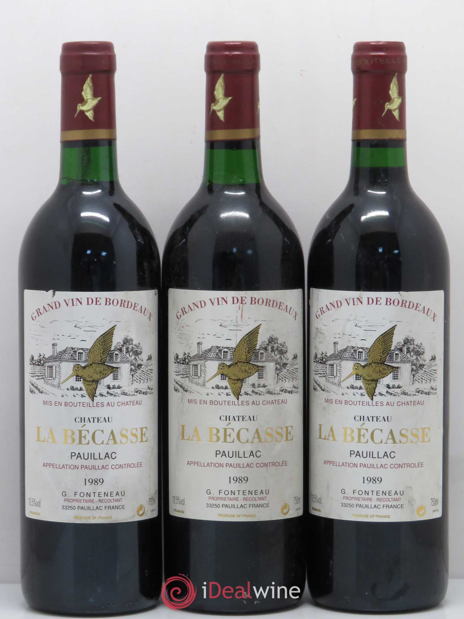 Château la Bécasse 1989 - Lot de 3 bouteilles - 0