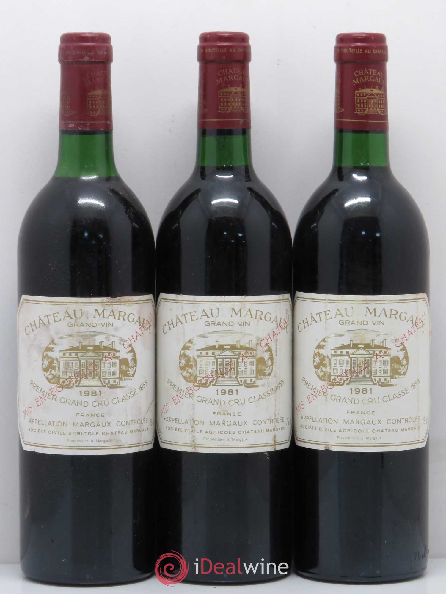 Château Margaux 1er Grand Cru Classé 1981 - Lot de 3 bouteilles - 0