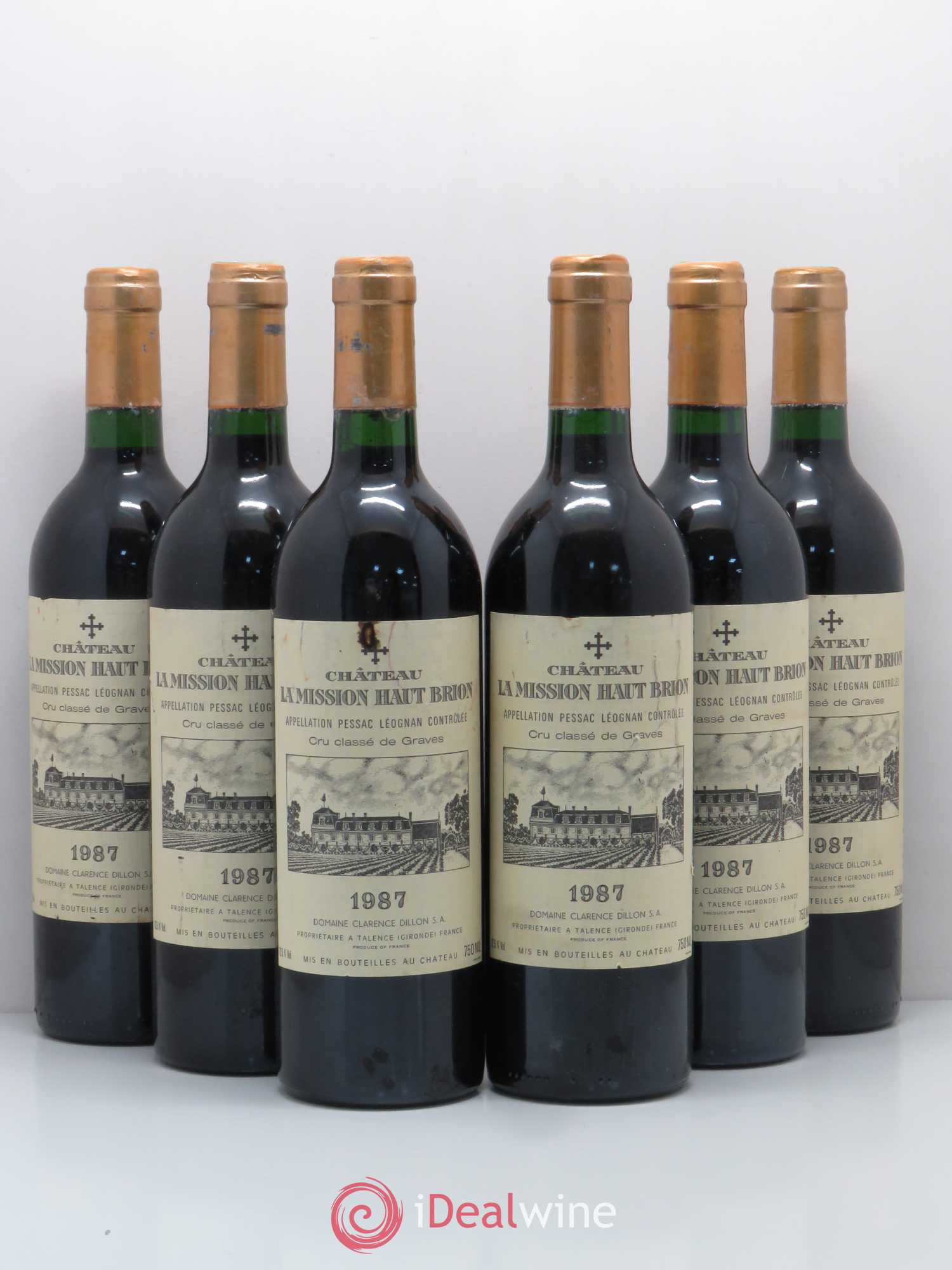 Château la Mission Haut-Brion Cru Classé de Graves 1987 - Lot de 6 bouteilles - 0